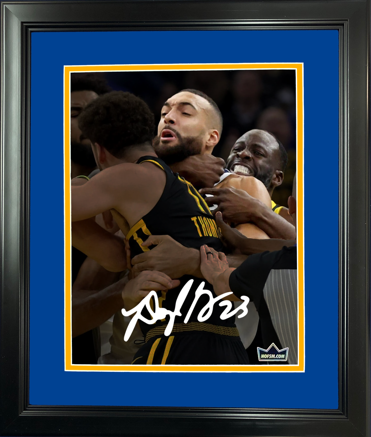 Framed Draymond Green Rudy Gobert Choke Hold Facsimile Laser Engraved Signature Auto 11"x14" Basketball Photo HOFSM Holo