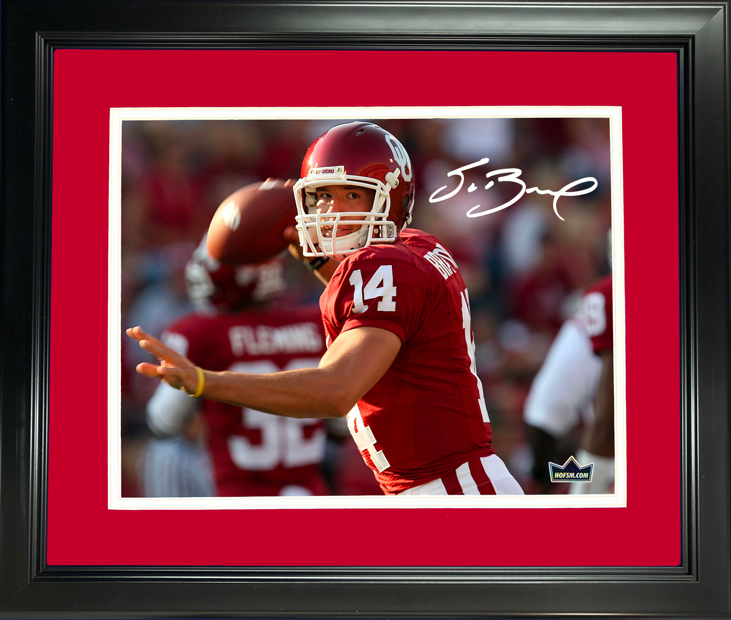 Framed Sam Bradford Facsimile Laser Engraved Signature Auto Oklahoma Sooners 11"x14"College Football Photo HOFSM Holo