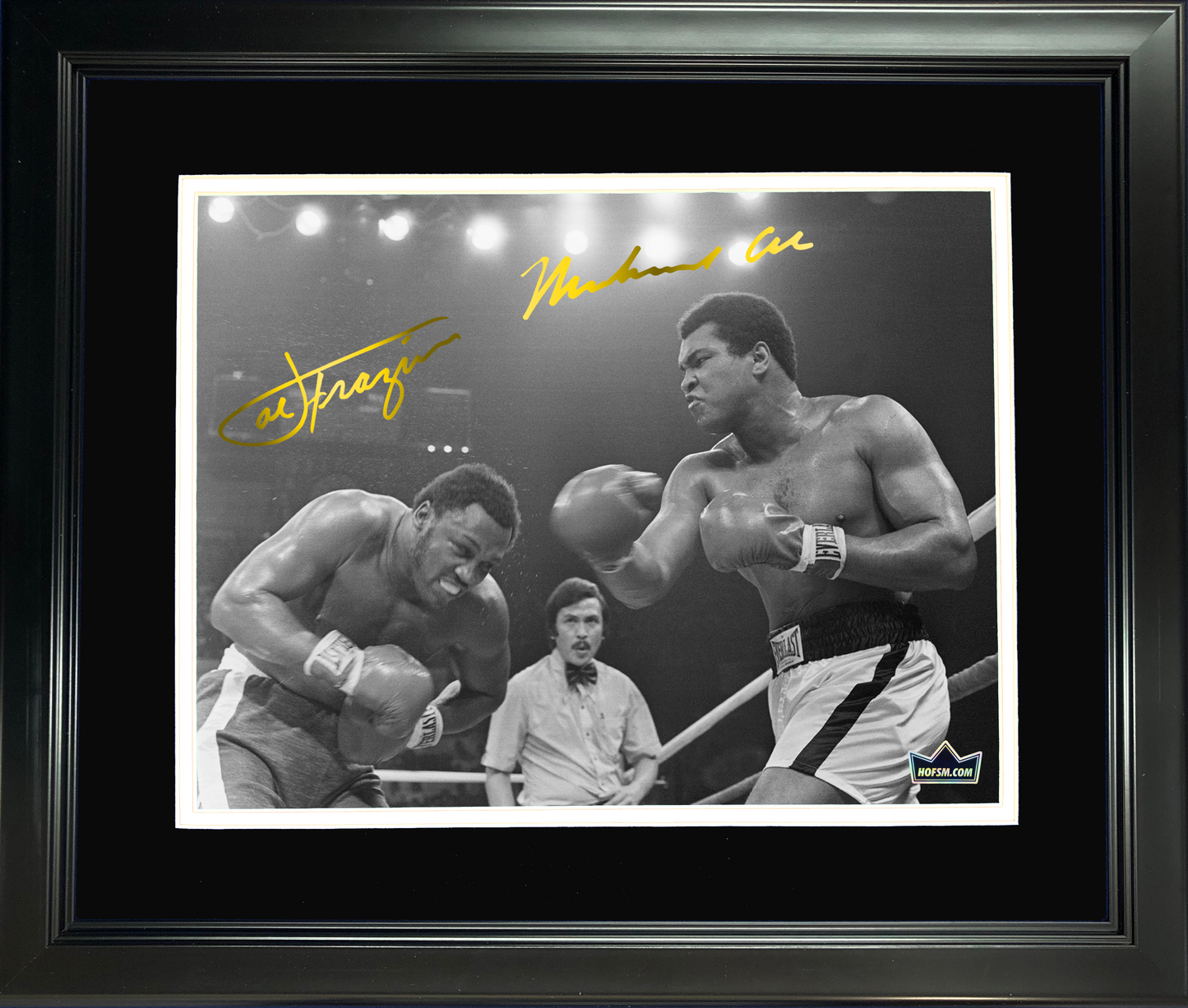 Framed Thrilla in Minila Joe Frazier Dual Facsimile Laser Engraved Signature Auto 11"x14" Boxing Photo HOFSM Holo