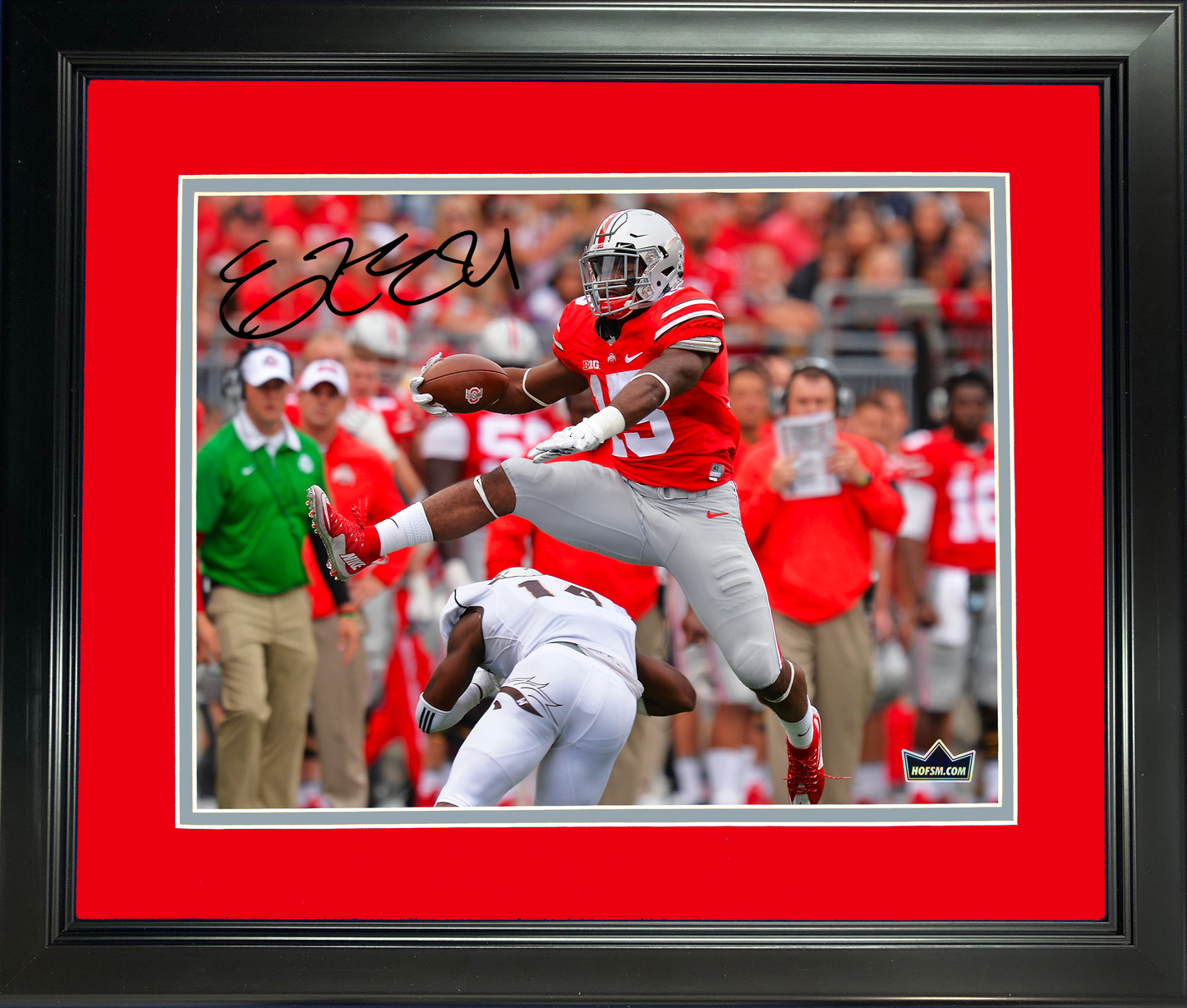 Framed Ezekiel Elliott Facsimile Laser Engraved Signature Auto Ohio State Buckeyes 11"x14" College Football Photo HOFSM Holo