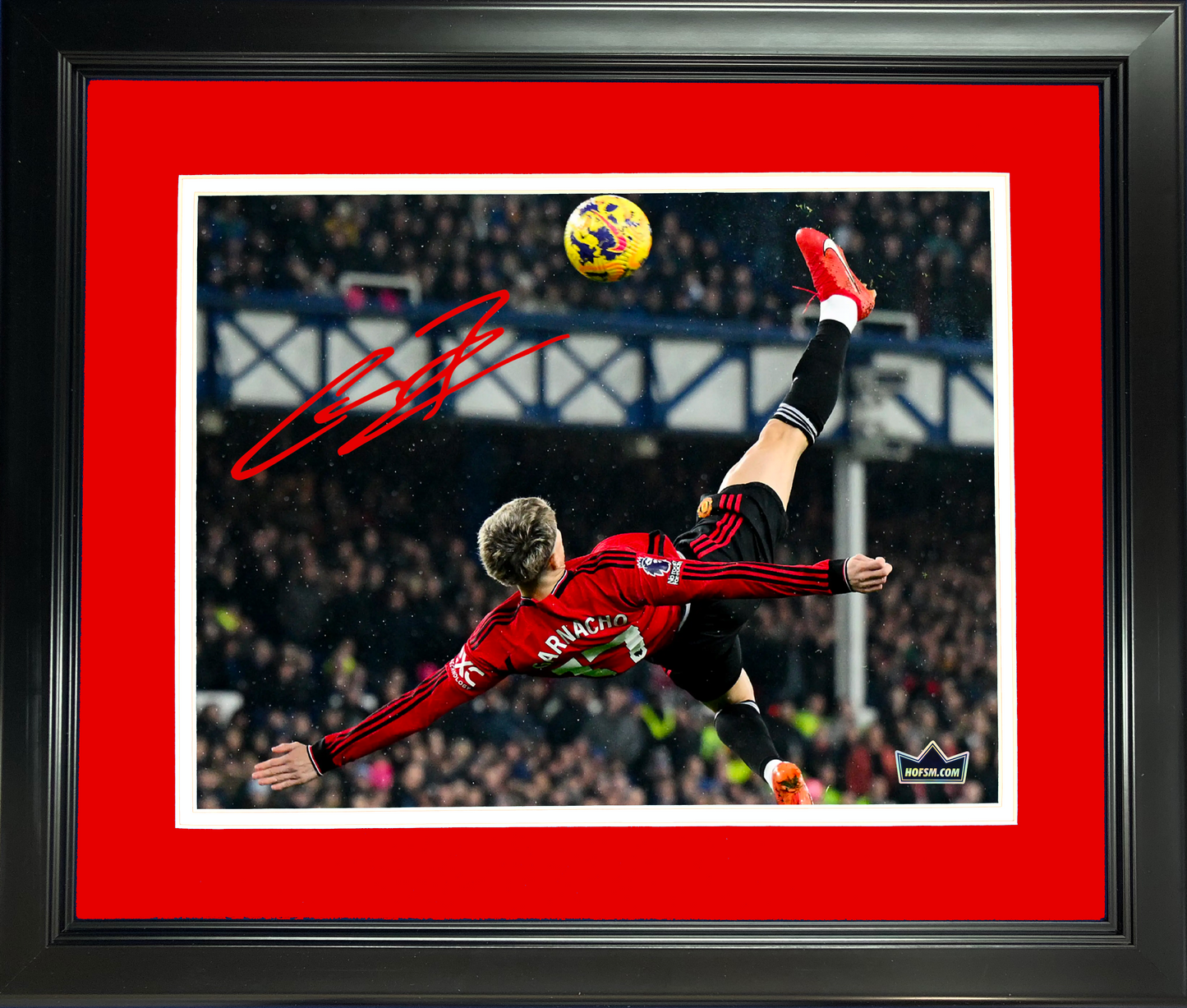 Framed Alejandro Garnacho Bicycle Kick Goal Machester United F.C. Facsimile Laser Engraved Signature Auto 11"x14"Soccer Photo HOFSM Holo