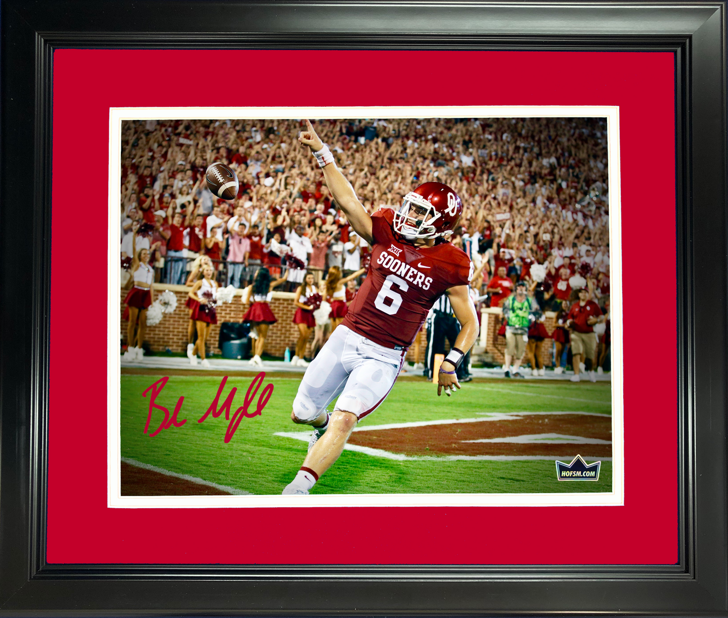 Framed Baker Mayfield Facsimile Laser Engraved Signature Auto Oklahoma Sooners 11"x14" College Football Photo HOFSM Holo