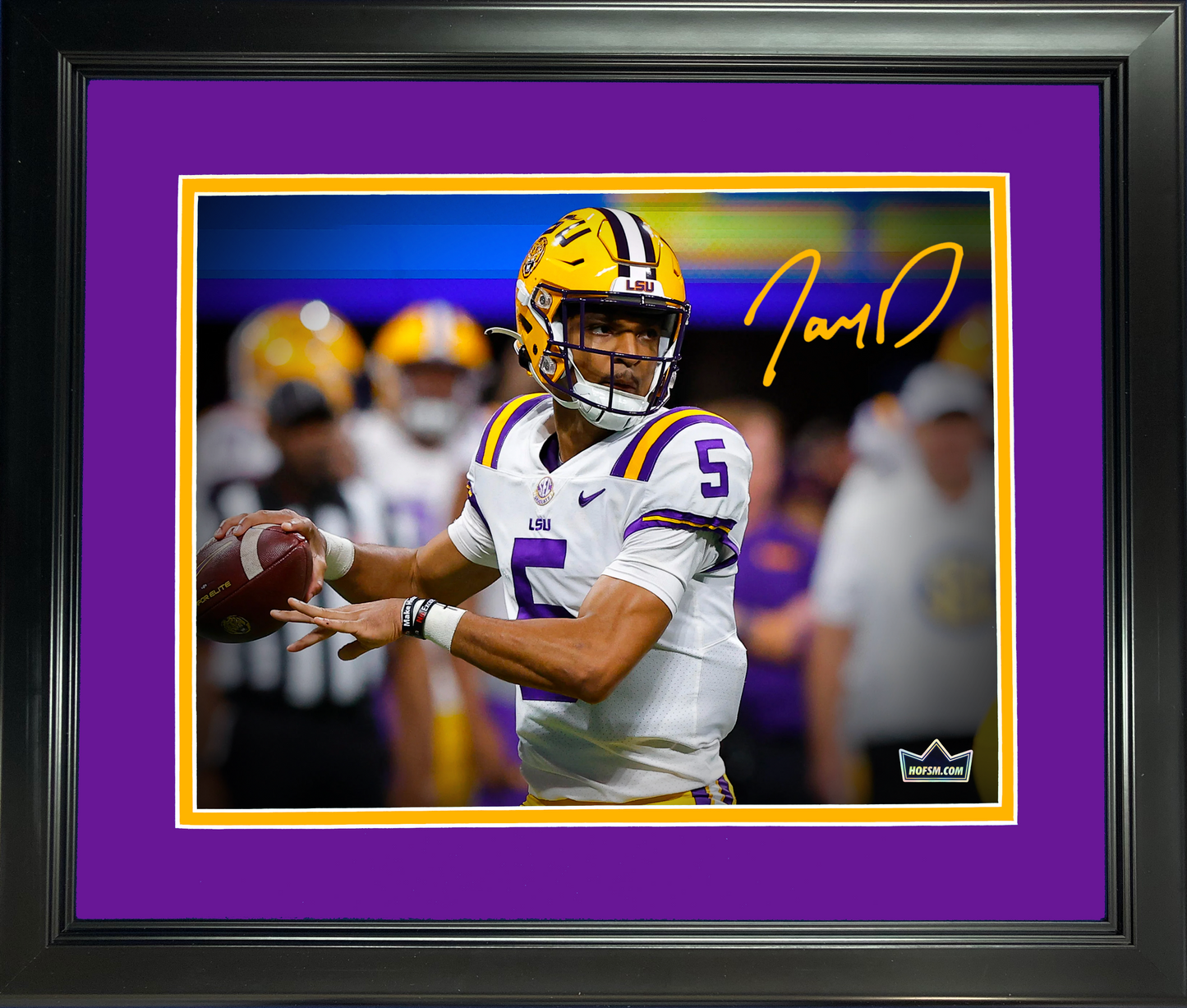 Framed Jayden Daniels 2023 Heisman Winner Facsimile Laser Engraved Signature Auto LSU Tigers 11"x14" College Football Photo HOFSM Holo