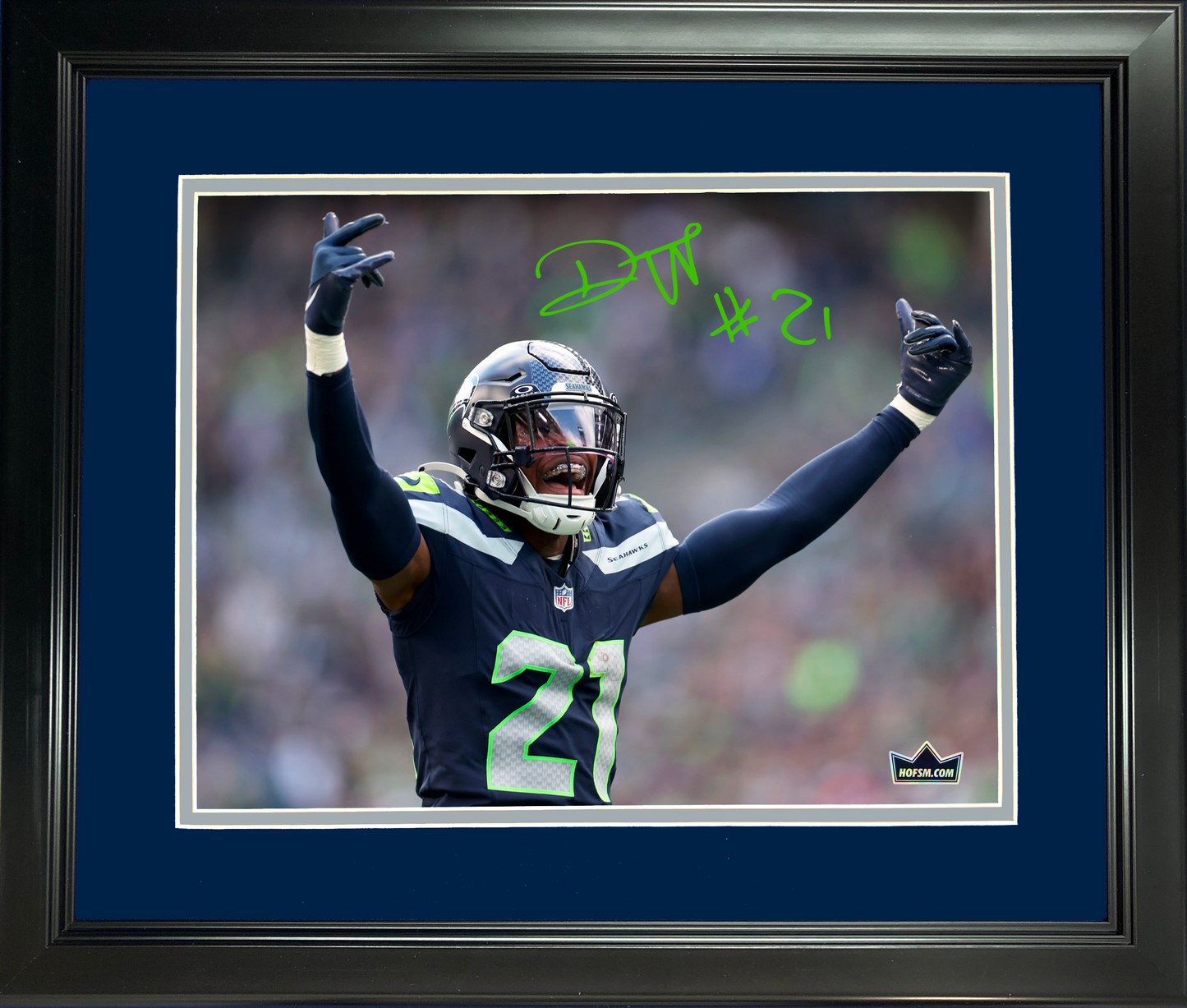 Framed Devon Witherspoon Facsimile Laser Engraved Signature Auto Seattle Seahawks 11"x14" Football Photo HOFSM Holo