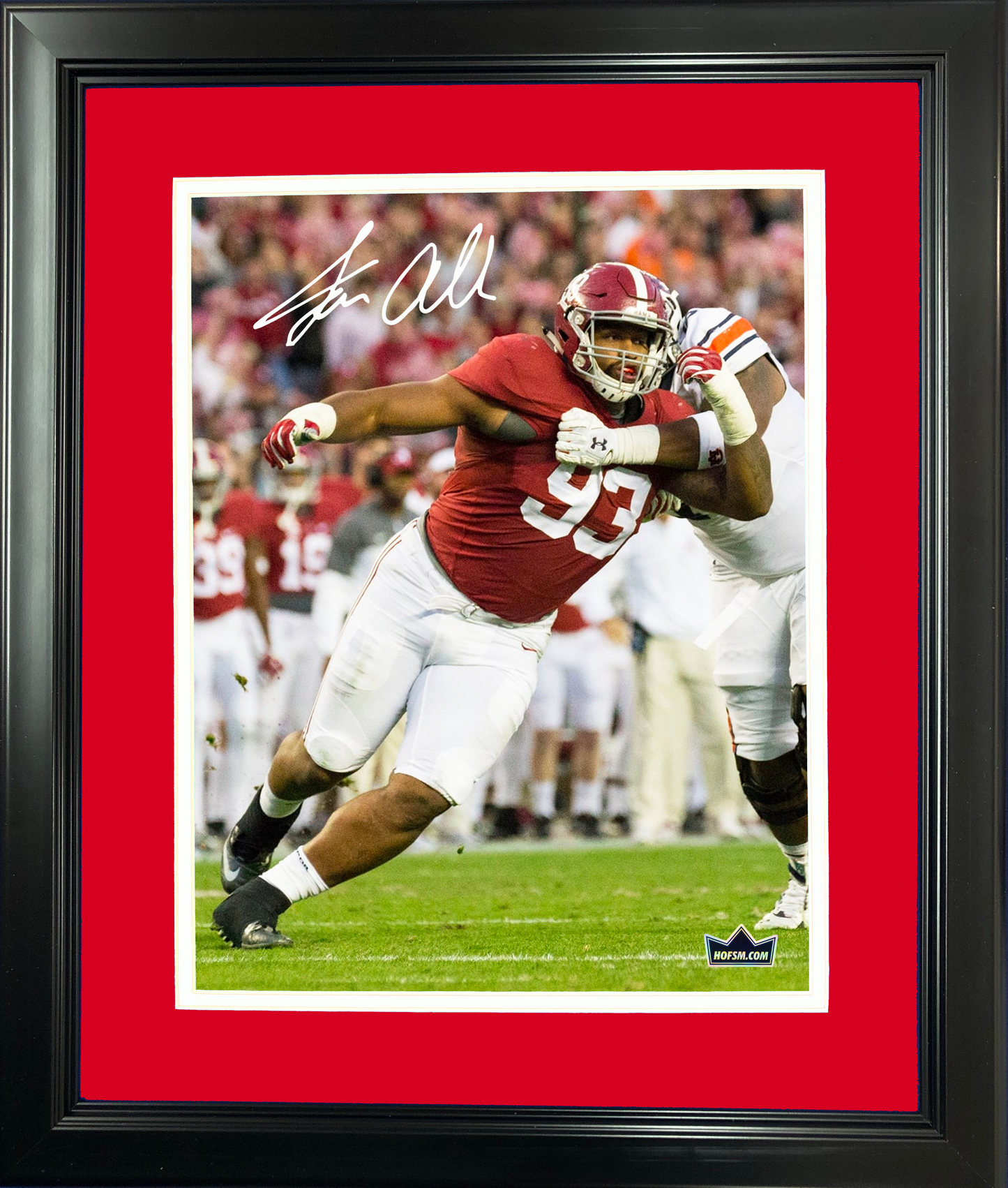 Framed Jonathan Allen Facsimile Laser Engraved Signature Auto Alabama Crimson Tide 11"x14" College Football Photo HOFSM Holo