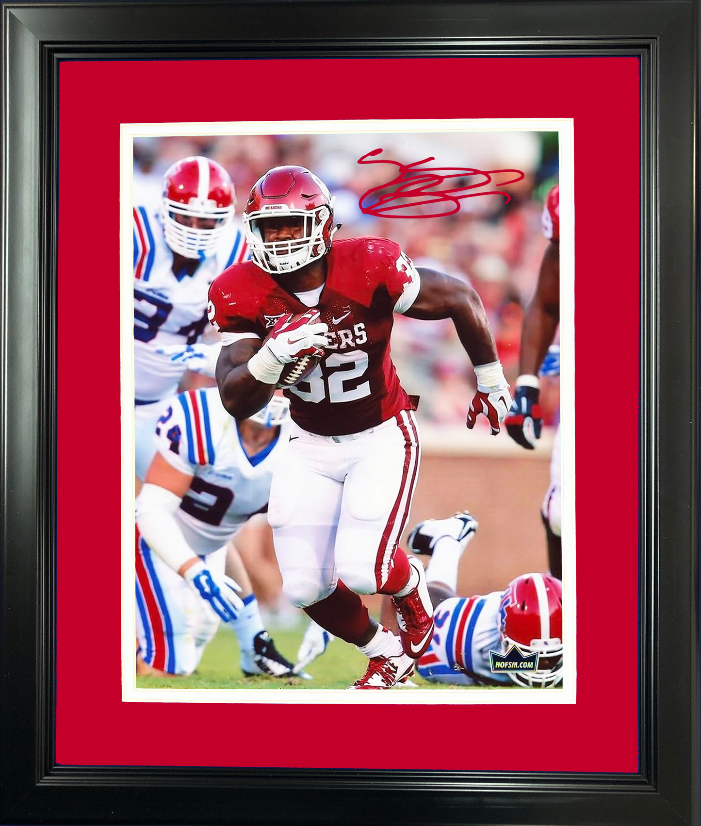 Framed Samaje Perine Facsimile Laser Engraved Signature Auto Oklahoma Sooners 11"x14"College Football Photo HOFSM Holo