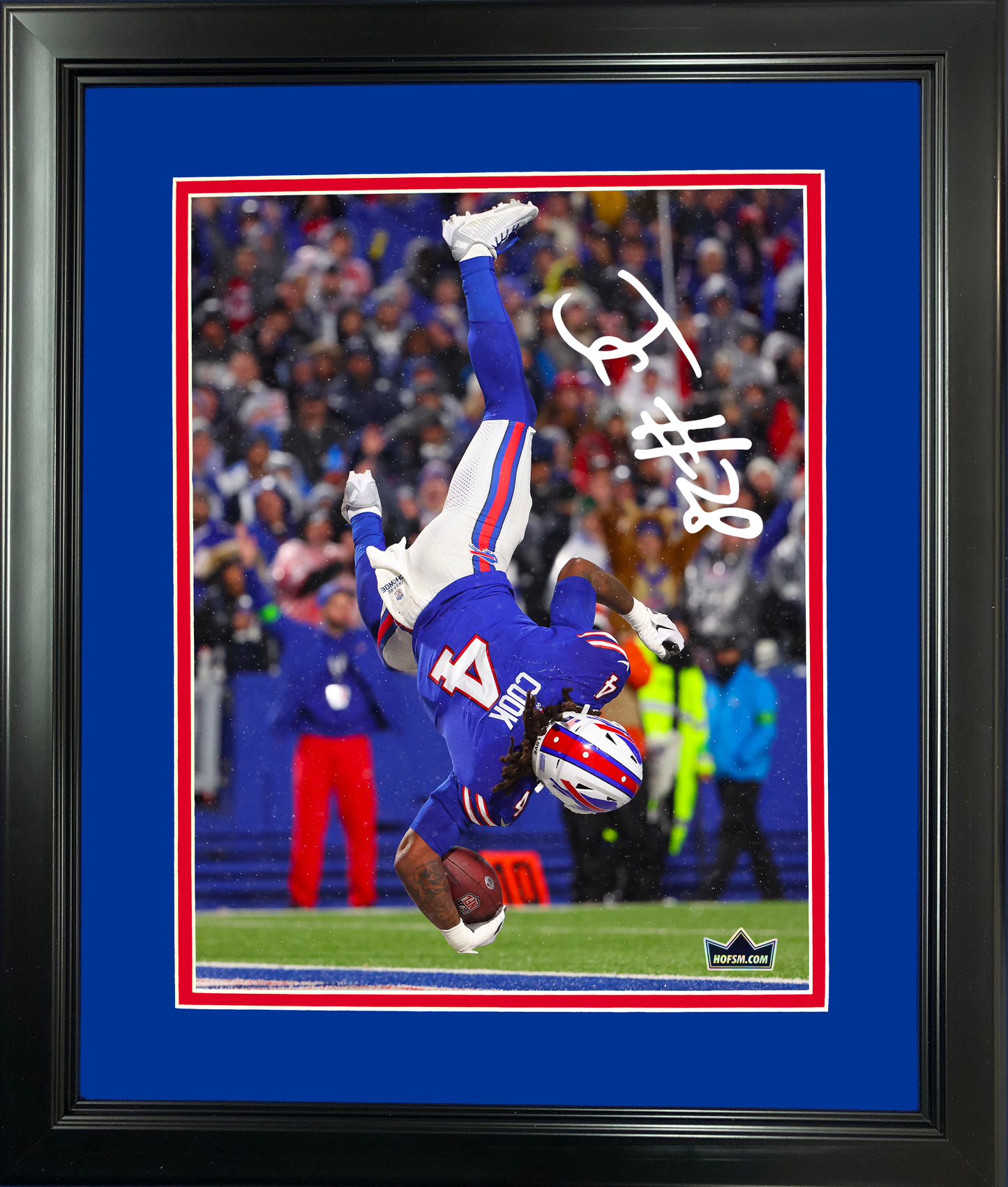 Framed James Cook Buffalo Bills Facsimile Laser Engraved Signature Auto 11"x14" Football Photo HOFSM Holo