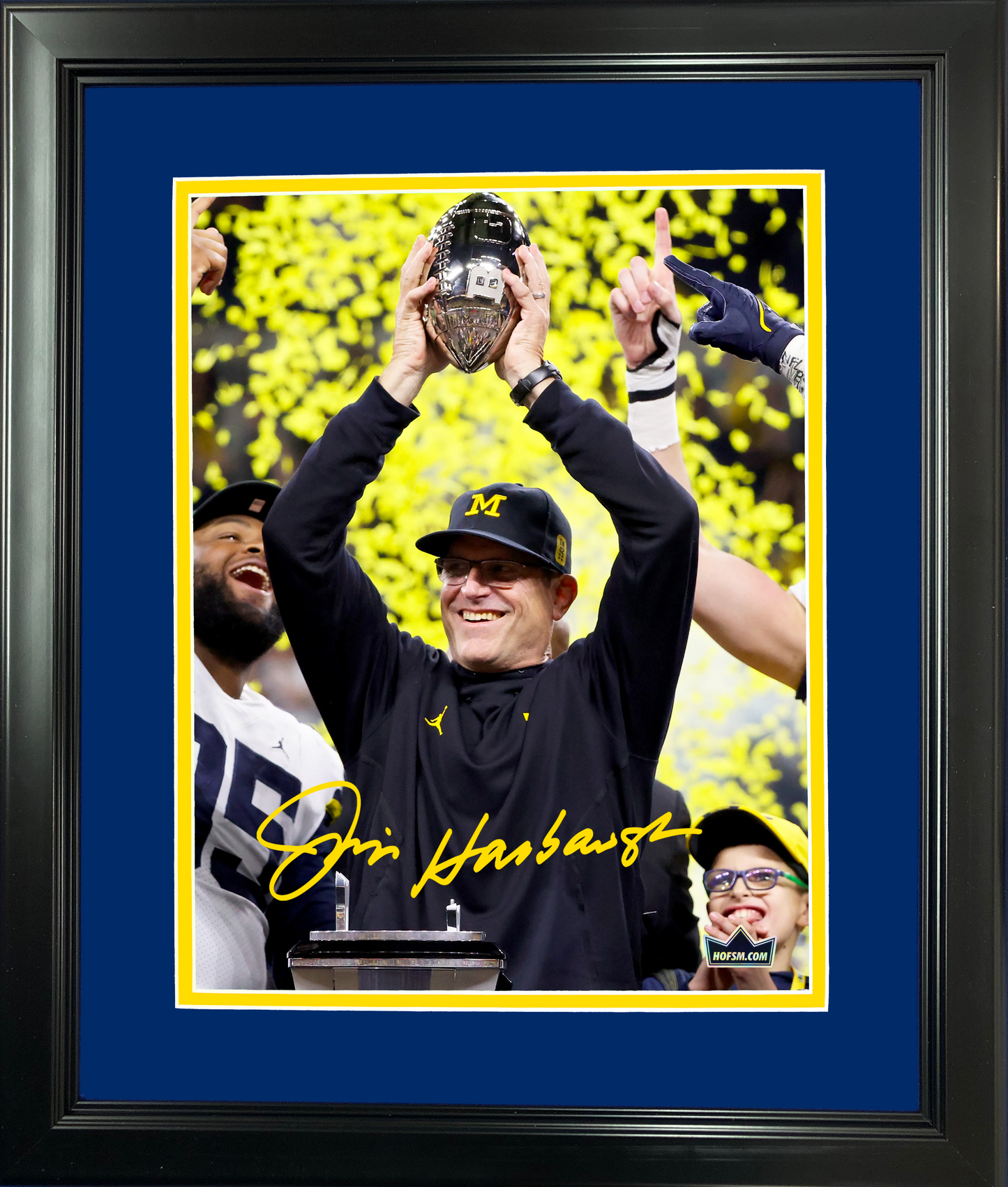 Framed Jim Harbaugh Facsimile Laser Engraved Signature Auto Michigan Wolverines 11"x14" College Football Photo HOFSM Holo