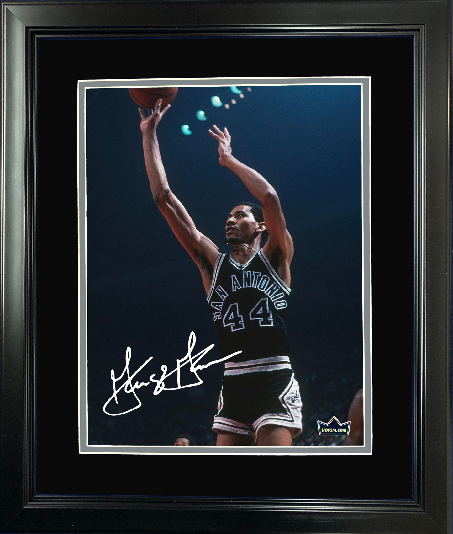 Framed George Gervin Facsimile Laser Engraved Signature Auto 11"x14" Basketball Photo HOFSM Holo