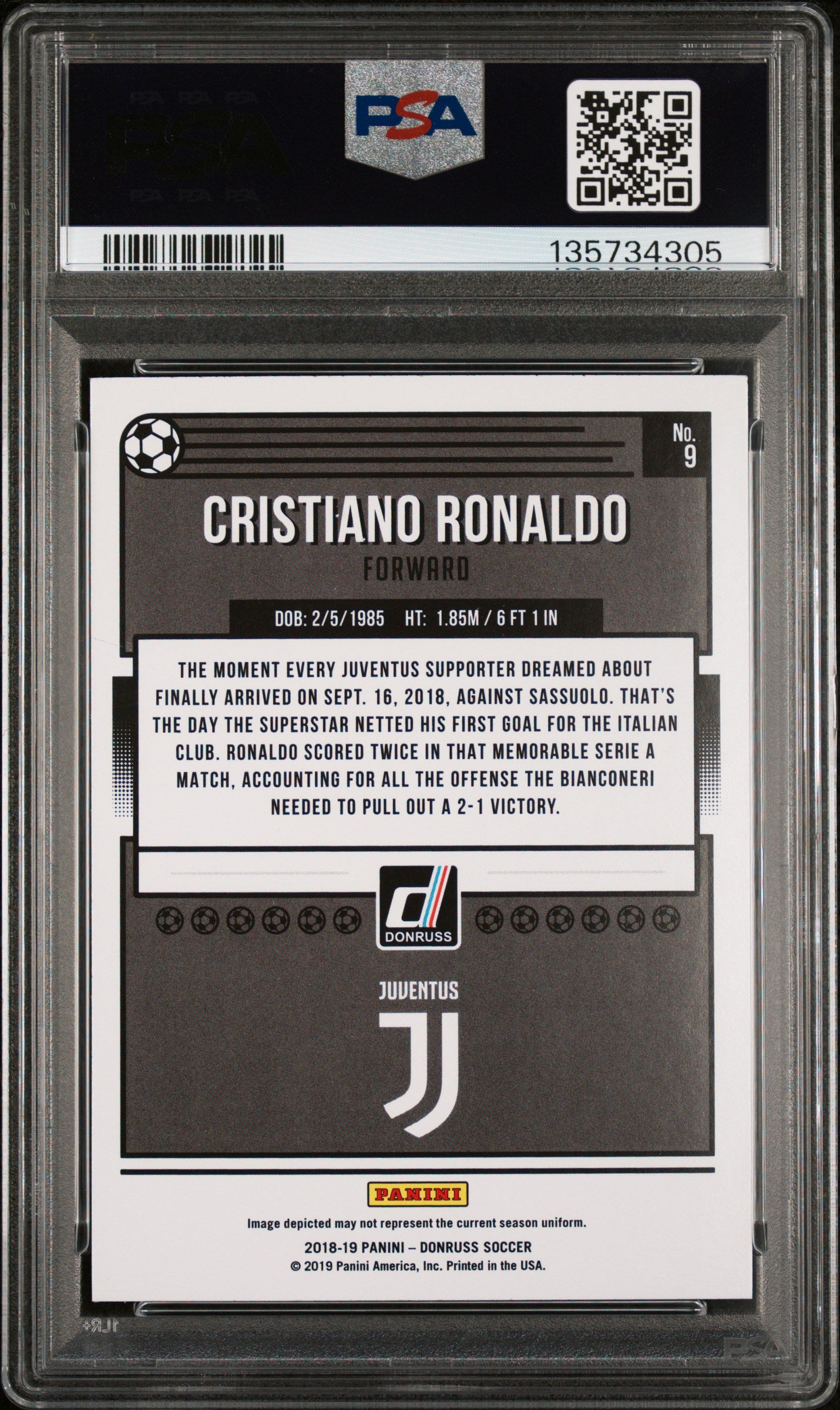 Graded 2018 Panini Donruss Cristiano Ronaldo #9 Soccer Card PSA 10 Gem Mint