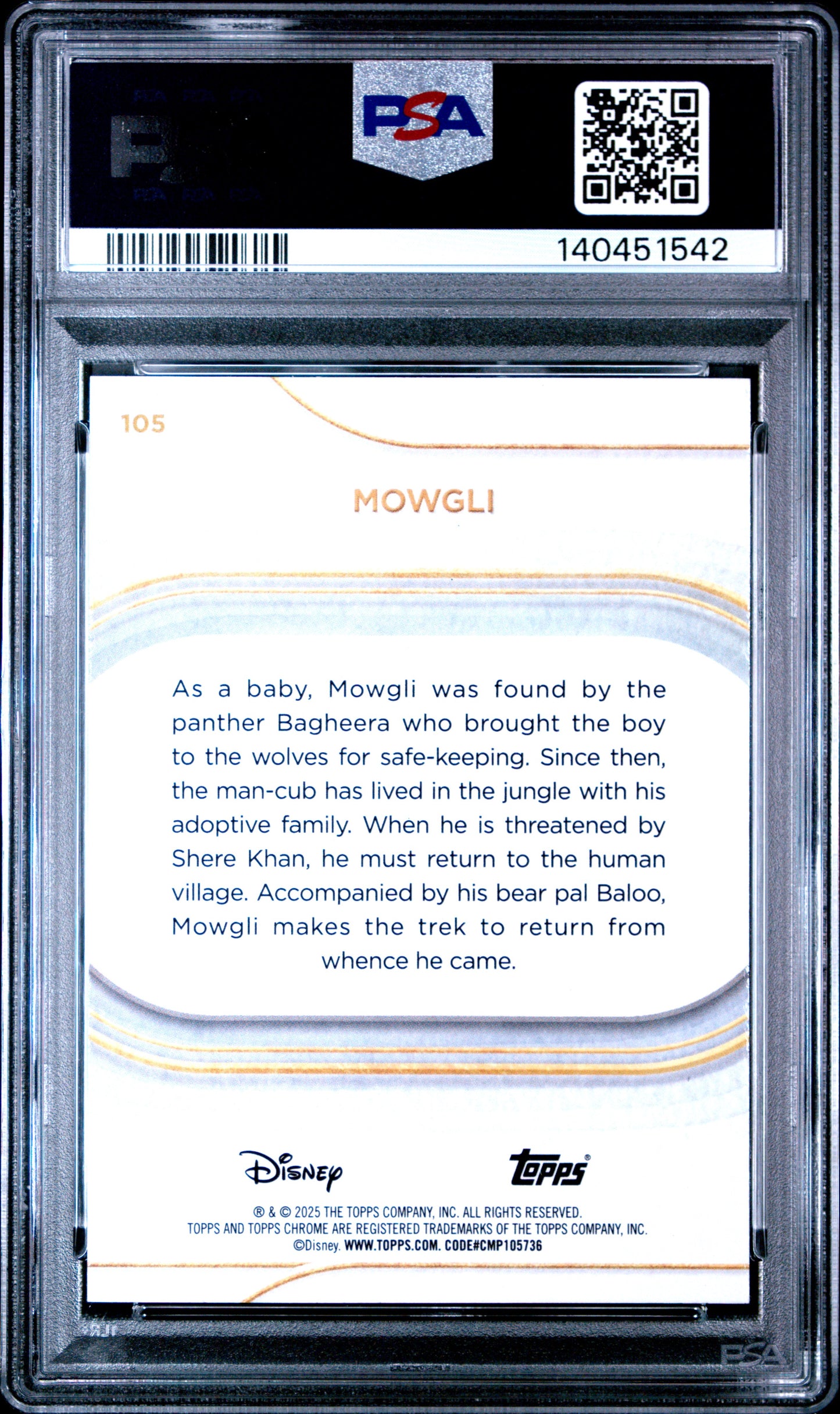 Graded 2025 Topps Chrome Disney Mowgli #106 Mini Diamonds The Jungle Book Trading Card PSA 10 Gem Mint