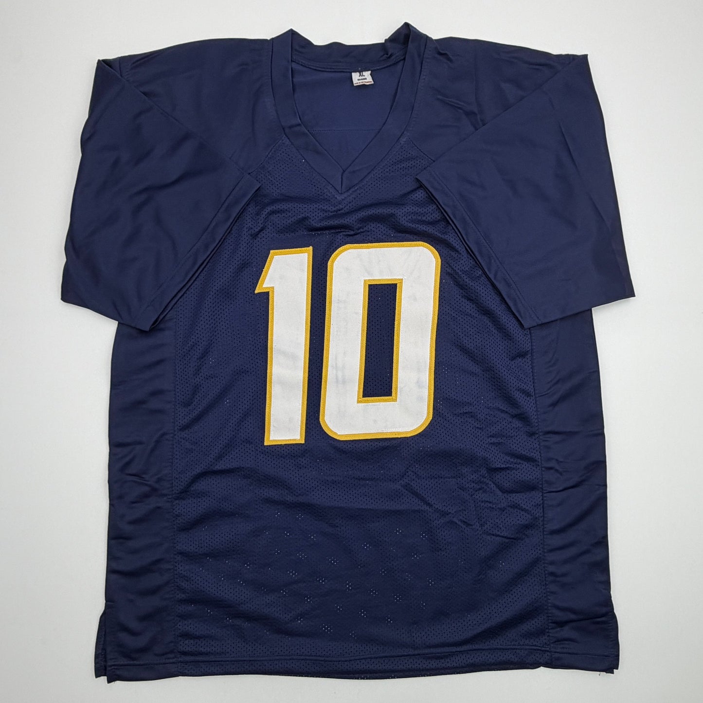 Autographed/Signed Justin Herbert Los Angeles San Diego Navy Blue Football Jersey Beckett BAS COA