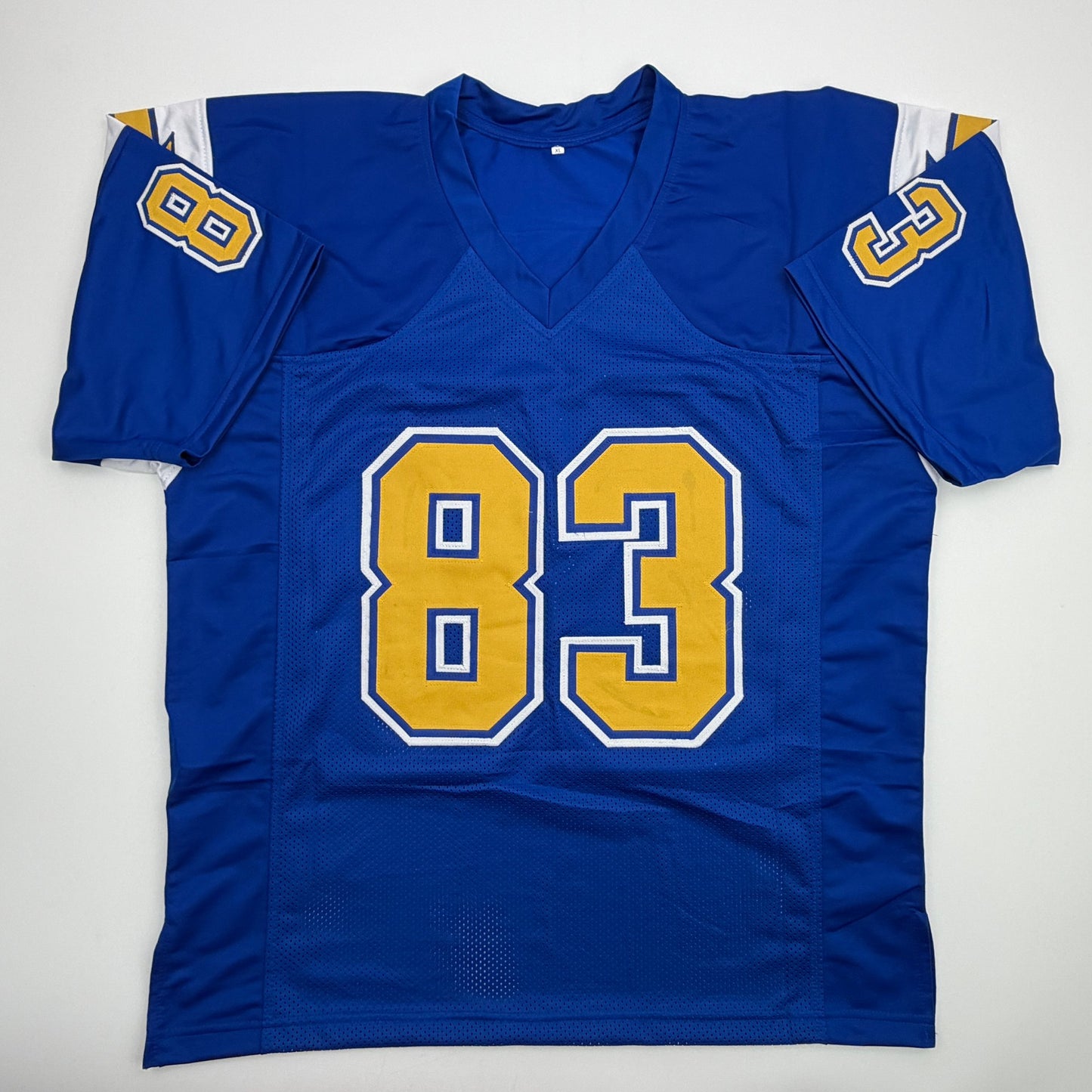 Autographed/Signed John Jefferson Los Angeles San Diego Royal Blue Football Jersey Beckett BAS COA