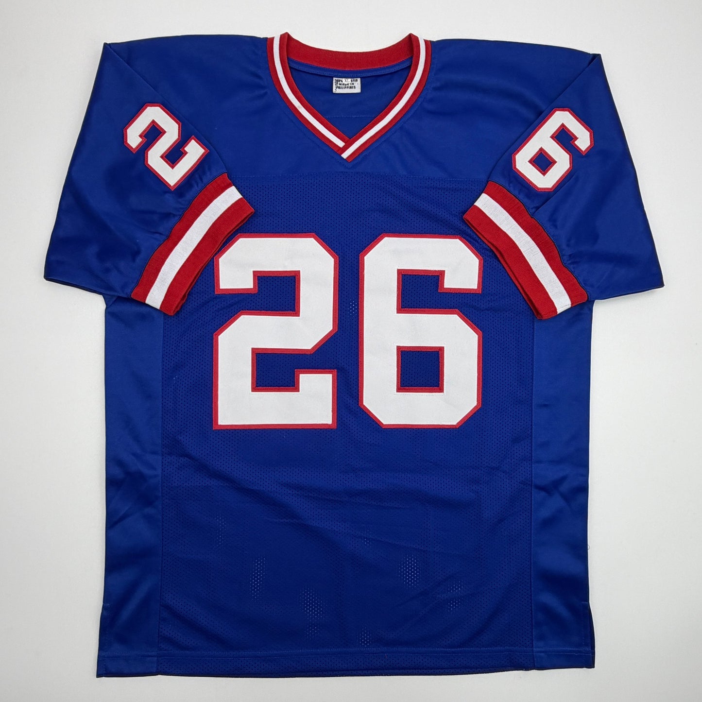 Autographed/Signed Devin Singletary New York Blue Retro Football Jersey Beckett BAS COA
