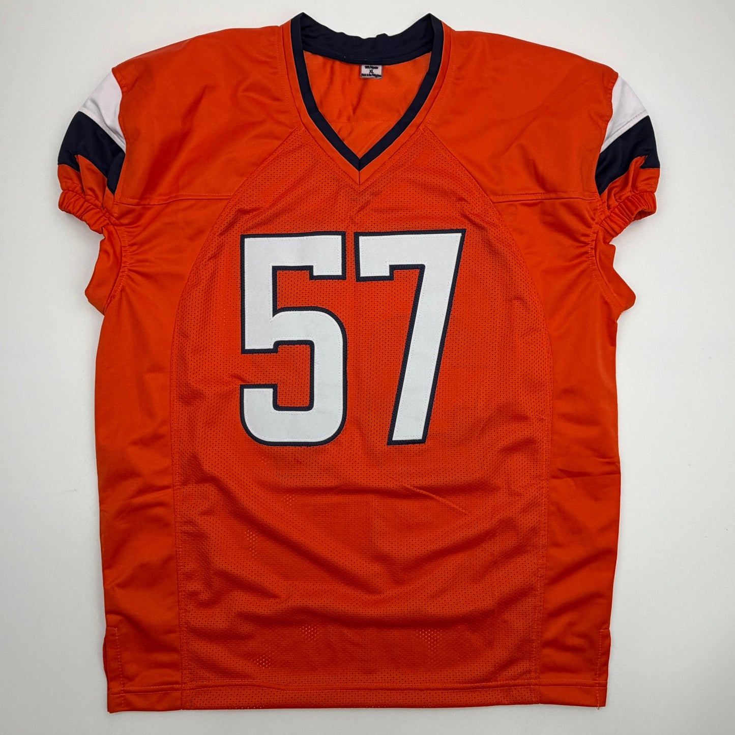 Autographed/Signed Dre Greenlaw Denver Orange Pro Cut Football Jersey Beckett BAS COA