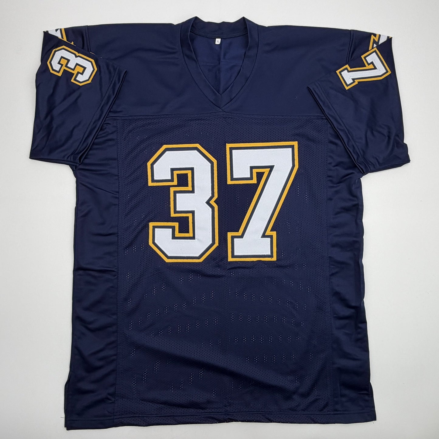 Autographed/Signed Rodney Harrison Los Angeles San Diego Navy Blue Football Jersey Beckett BAS COA