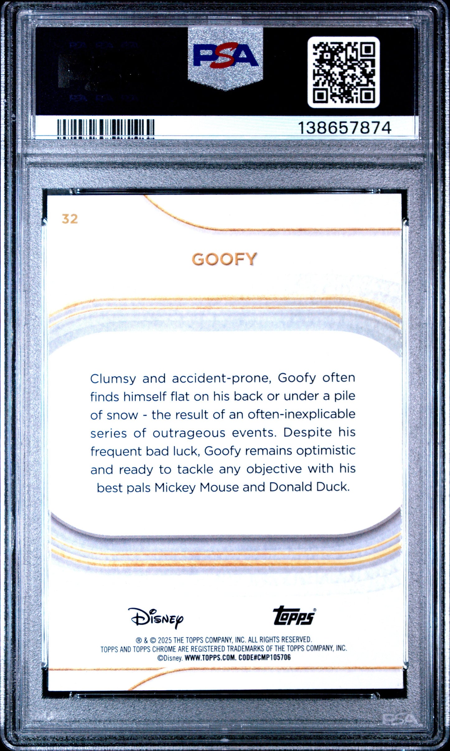 Graded 2025 Topps Chrome Disney Sapphire Goofy #30 Trading Card PSA 10 Gem Mint