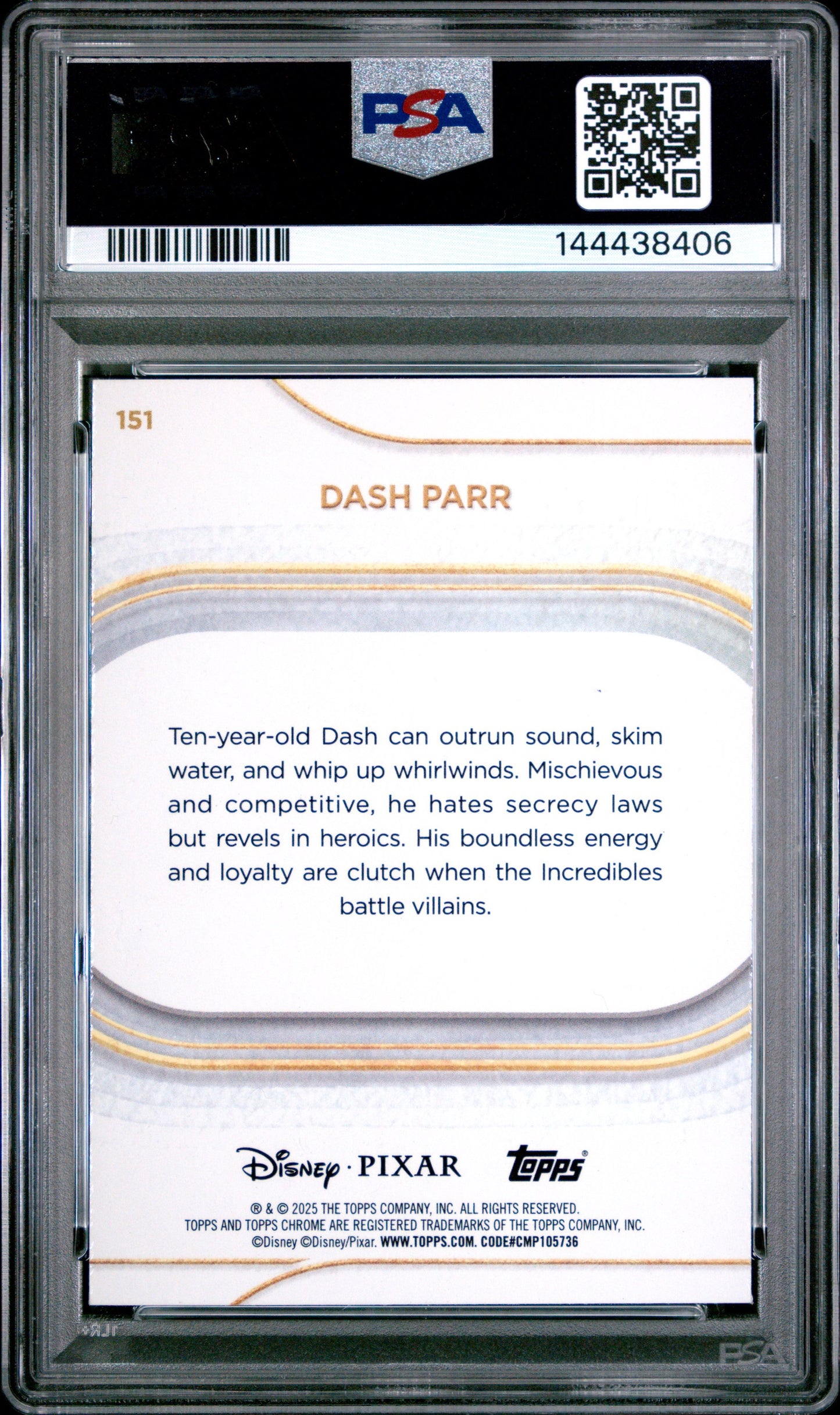 Graded 2025 Topps Chrome Disney Dash Parr #151 Yellow Mini Diamonds The Incredibles Trading Card PSA 10 Gem Mint