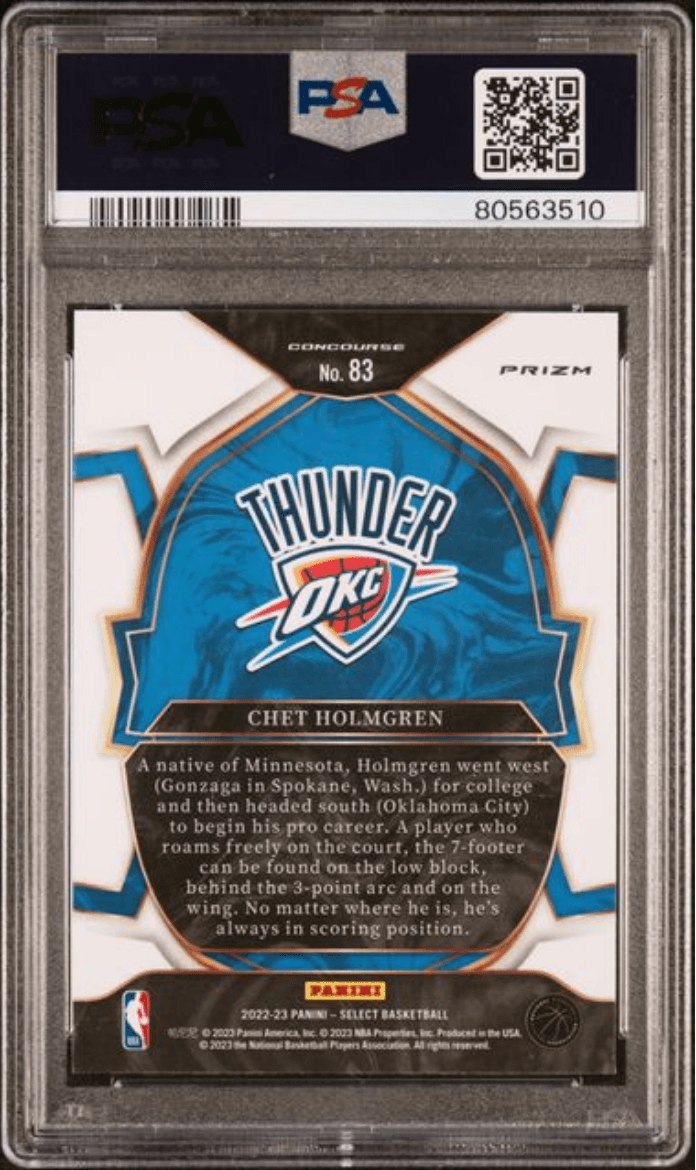 Graded 2022 Panini Select Chet Holmgren #83 Red Cracked Ice Rookie RC Basketball Card PSA 10 Gem Mint