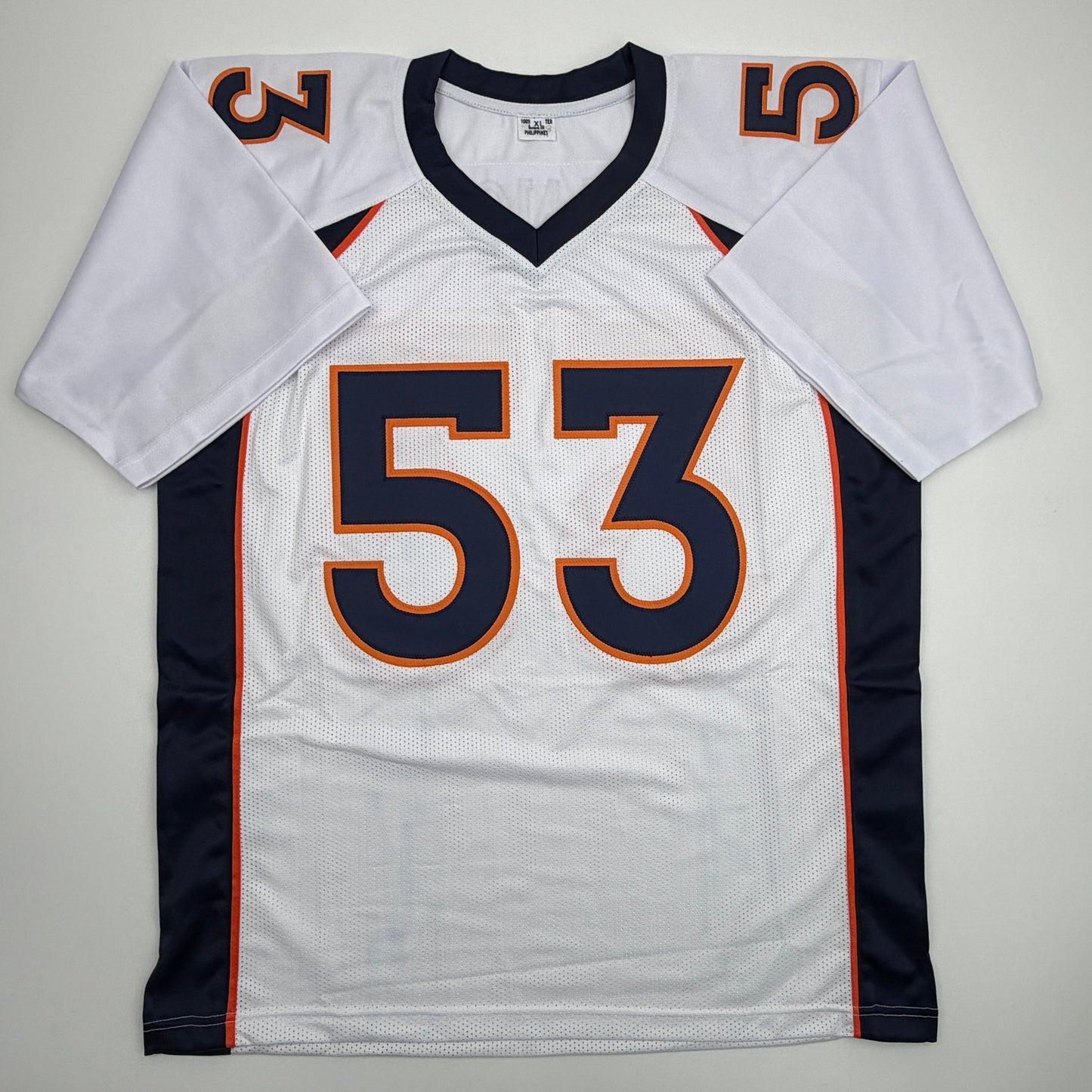 Autographed/Signed Bill Romanowski Denver White Football Jersey Beckett BAS COA
