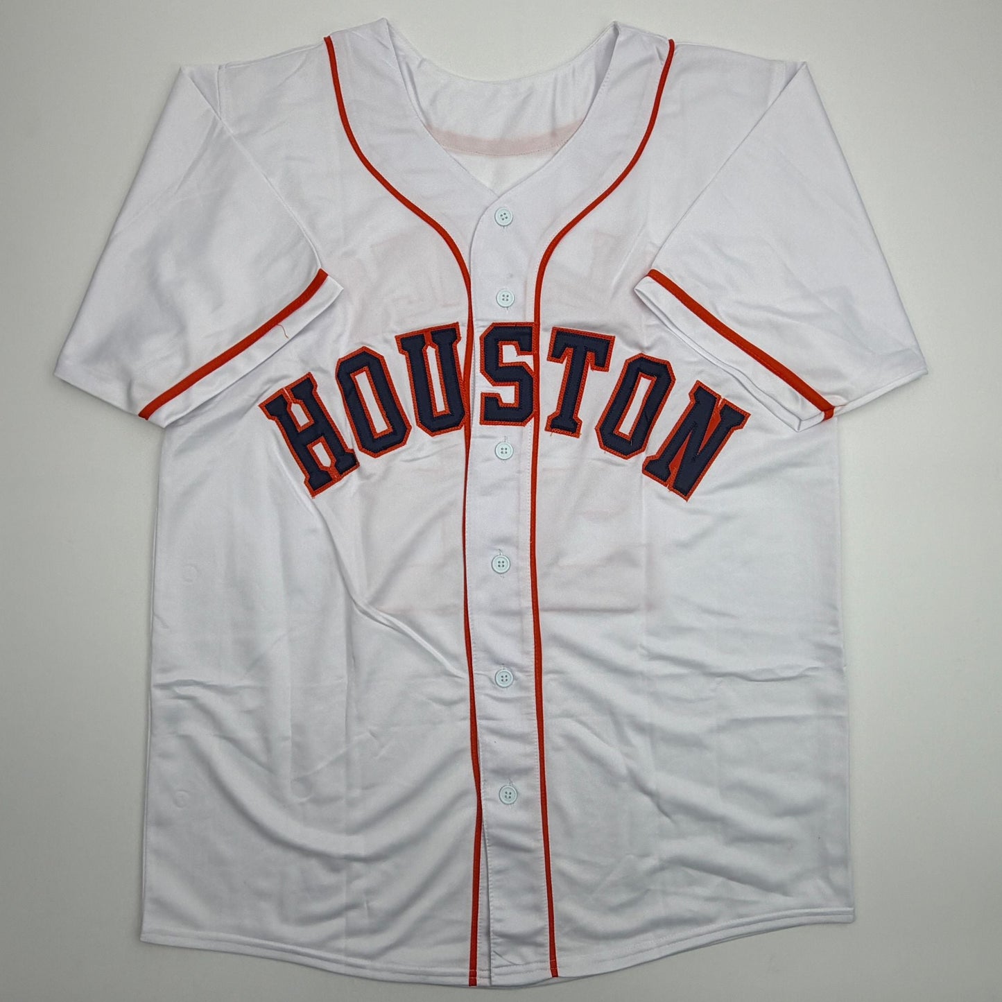Autographed/Signed Ronel Blanco Houston White Baseball Jersey Beckett BAS COA