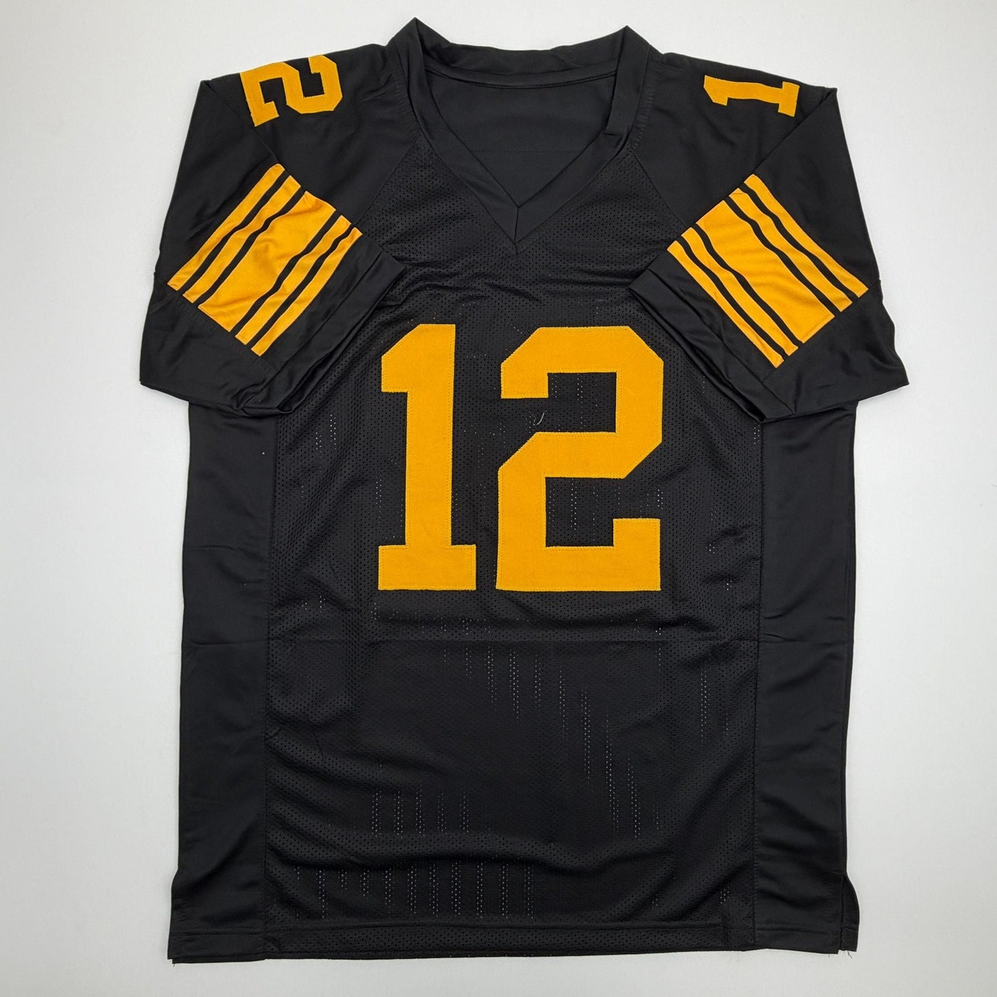 Autographed/Signed Terry Bradshaw Pittsburgh Black Color Rush Football Jersey Beckett BAS COA