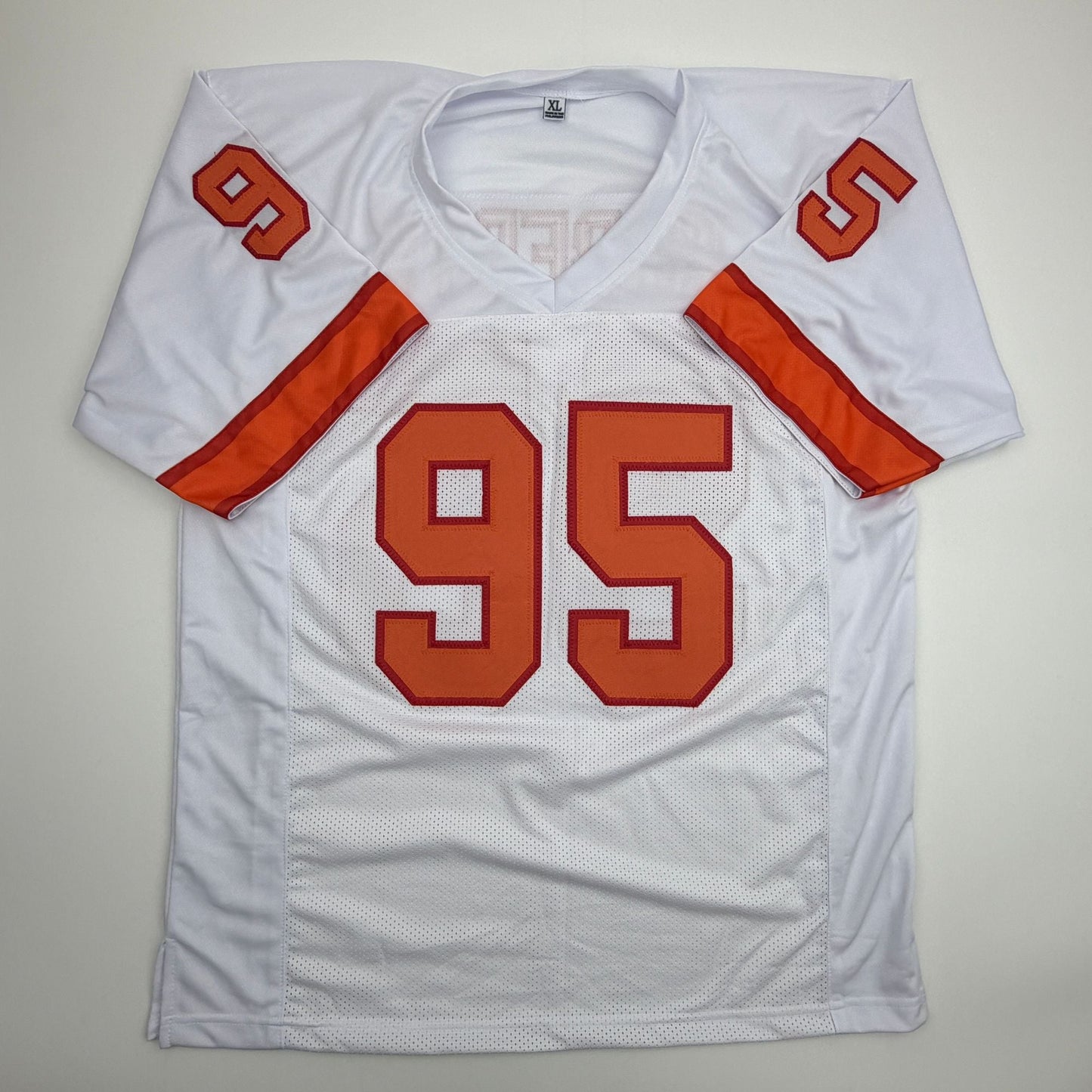 Autographed/Signed Elijah Roberts Tampa Bay Retro White Football Jersey Beckett BAS COA