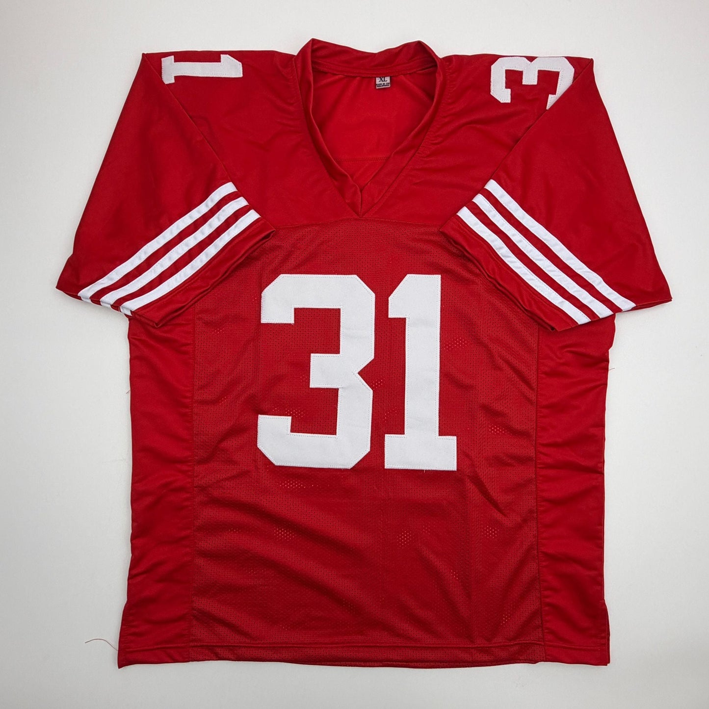 Autographed/Signed Isaac Guerendo San Francisco Red Football Jersey Beckett BAS COA