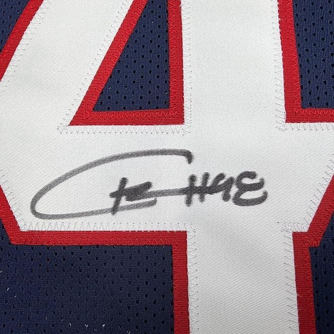 Framed Autographed/Signed Christian Harris 35x39 Houston Blue Football Jersey Beckett BAS COA