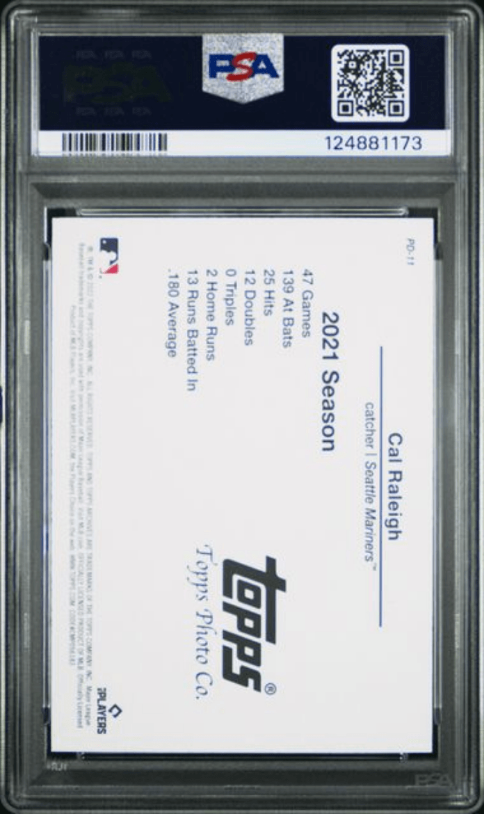 Graded 2022 Topps Archives Snapshots Cal Raleigh #PD11 Picture Day Rookie RC Baseball Card PSA 10 Gem Mint