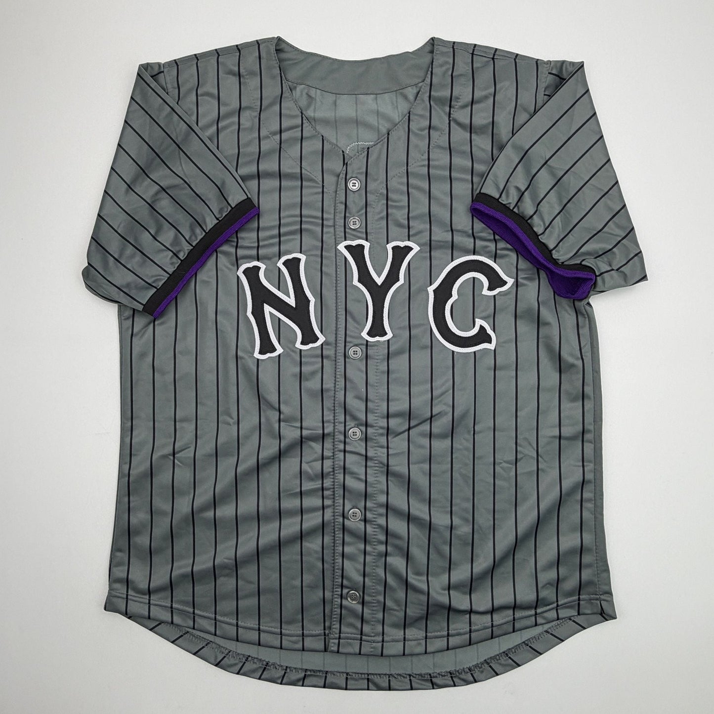 Autographed/Signed Ronny Mauricio New York Grey Pinstripe City Connect Baseball Jersey Beckett BAS COA