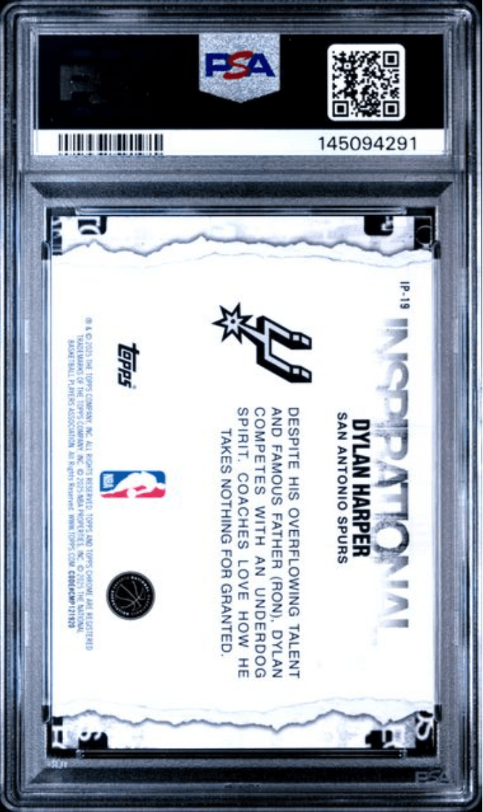Graded 2025 Topps Chrome Dylan Harper #IP19 Inspirational Rookie RC Basketball Card PSA 10 Gem Mint