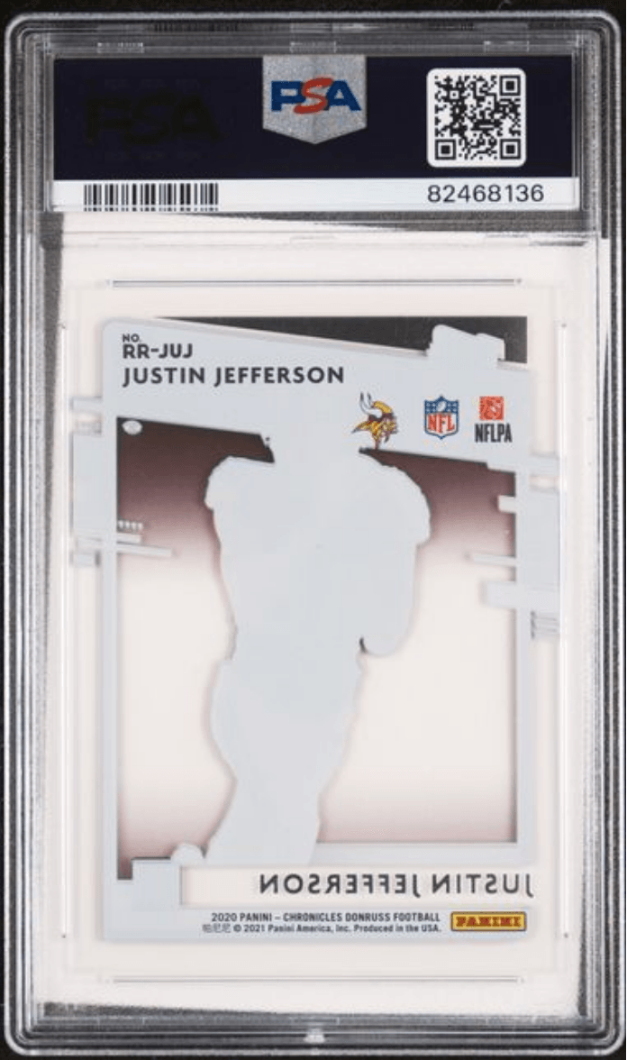 Graded 2020 Panini Chronicles Justin Jefferson #RRJUJ Clearly Donruss Rated Rookie Rookie RC Football Card PSA 10 Gem Mint