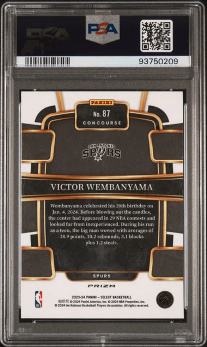 Graded 2023 Panini Select Victor Wembanyama #87 Orange Tectonic Rookie RC Basketball Card PSA 10 Gem Mint