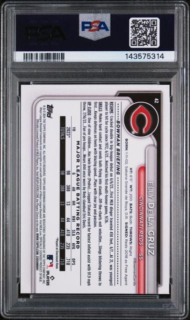 Graded 2024 Bowman Chrome Elly De La Cruz #42 Rookie RC Baseball Card PSA 10 Gem Mint