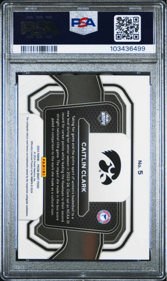 Graded 2024 Panini Prizm Draft Picks Caitlin Clark #5 Campus Legends Rookie RC Basketball Card PSA 9 Mint