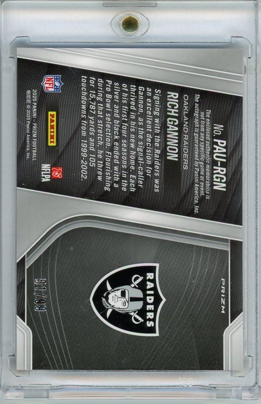 2025 Panini Prizm Rich Gannon #PAURGN /99 Patch Auto Football Card