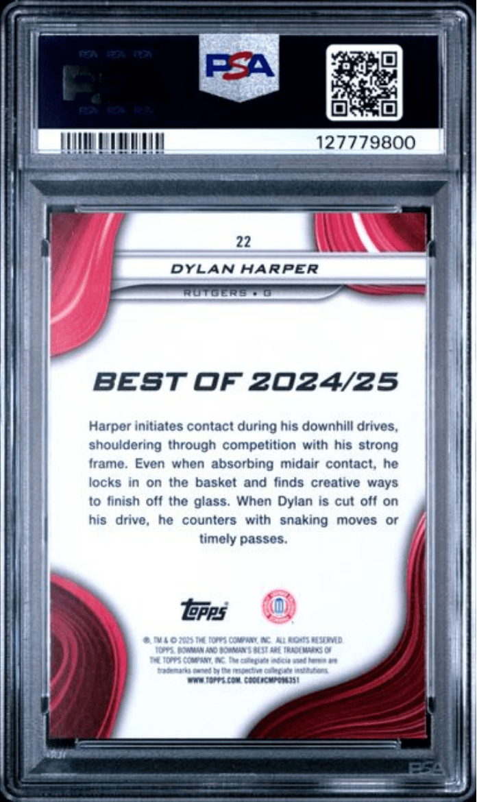 Graded 2024 Topps Bowman U Best Dylan Harper #22 Rookie RC Basketball Card PSA 10 Gem Mint