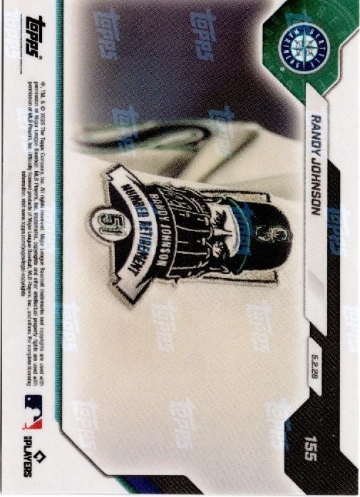2026 Topps Now Randy Johnson #155 Orange Foil /25 Mariners Retire Number 51 in Honor of "Big Unit" Seattle Mariners Baseball Card