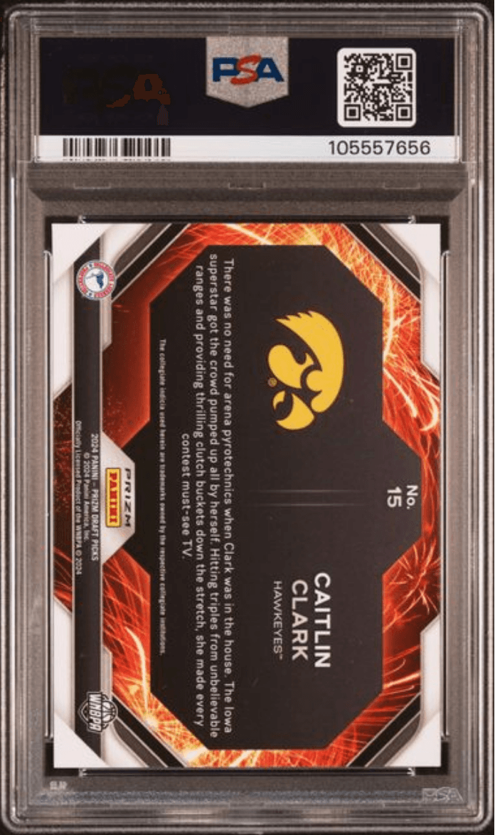 Graded 2024 Panini Prizm Draft Picks Caitlin Clark #15 Fireworks Silver Prizm Rookie RC Basketball Card PSA 10 Gem Mint