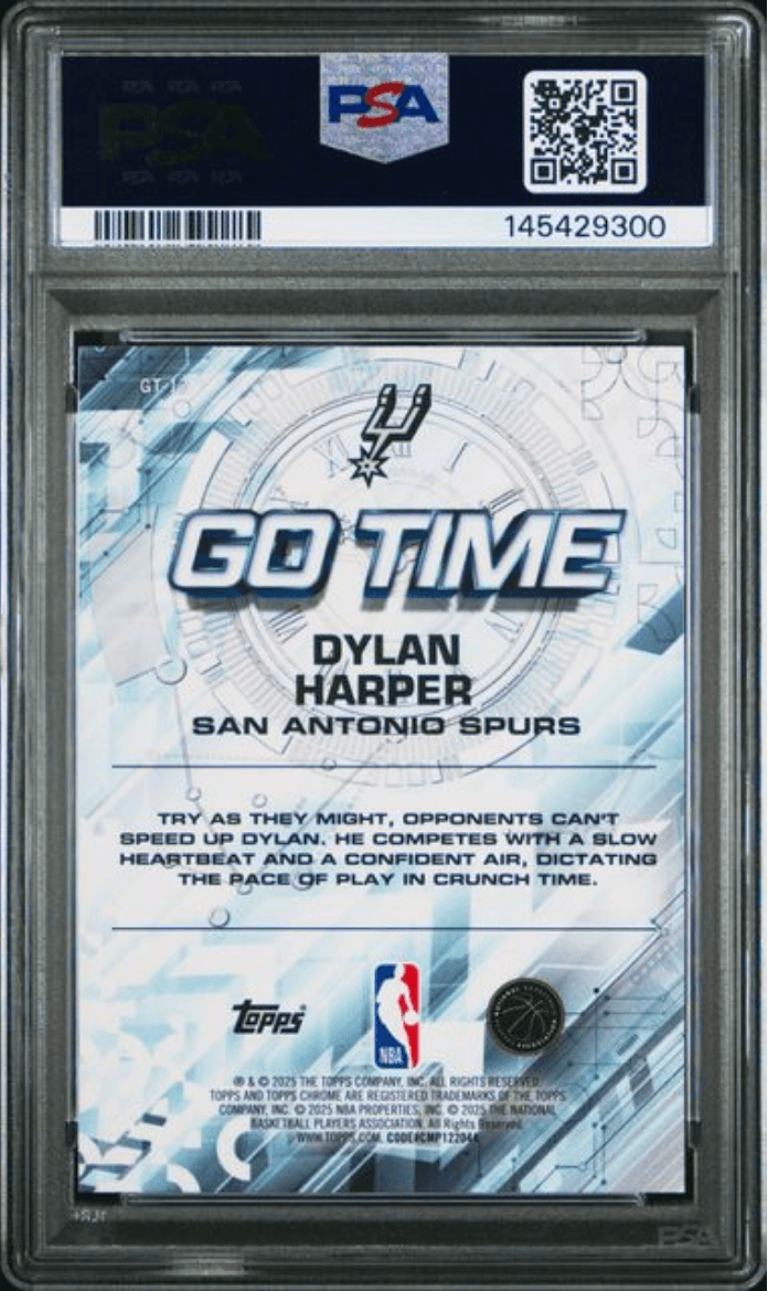 Graded 2025 Topps Chrome Dylan Harper #GT17 Go Time Raywave Rookie RC Basketball Card PSA 10 Gem Mint