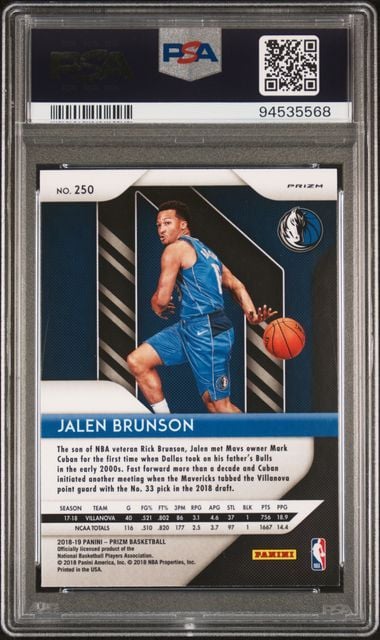 Graded 2018 Panini Prizm Jalen Brunson #250 Pink Ice Rookie RC Basketball Card PSA 9 Mint