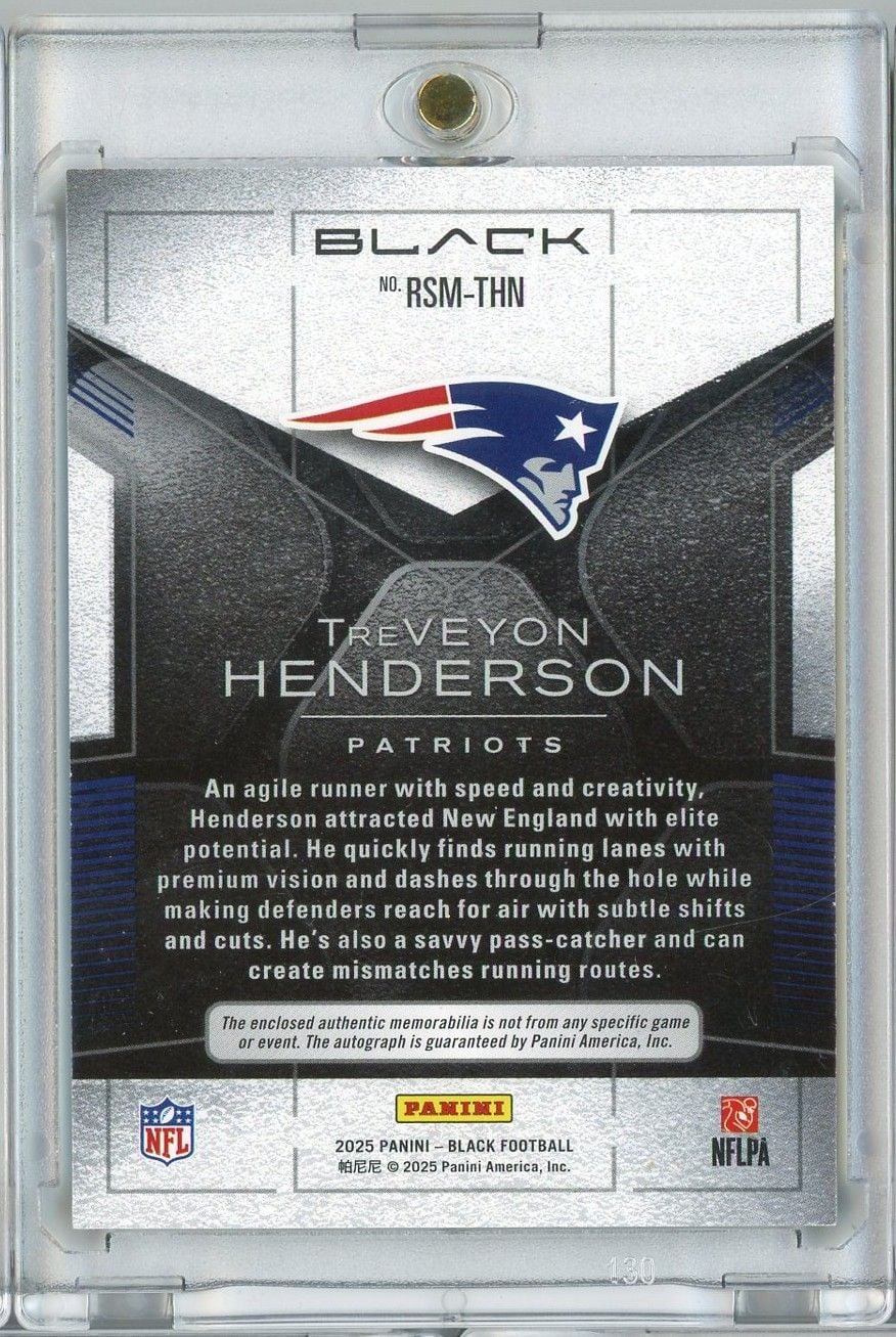 2025 Panini Black Treveyon Henderson #RSMTHN /50 RPA Auto Rookie RC Football Card