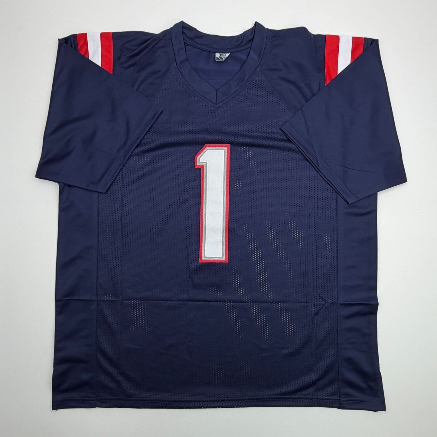 Autographed/Signed AJ A.J. Brown New England Patriots Blue Football Jersey Beckett BAS COA