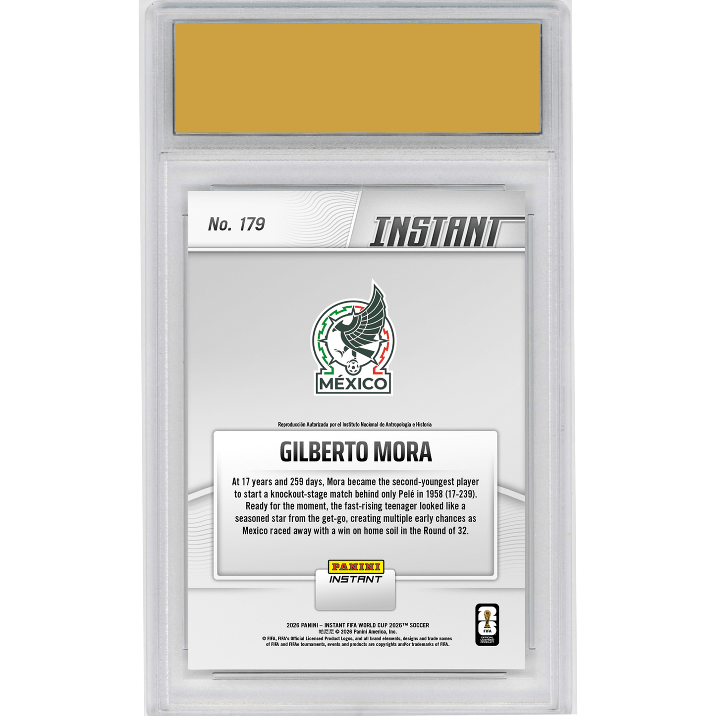Graded 2026 Panini Instant FIFA World Cup Gilberto Mora #179 Electric El Nino Storms into Action Mexico Rookie RC Soccer Card HOFSM 10 Gem Mint