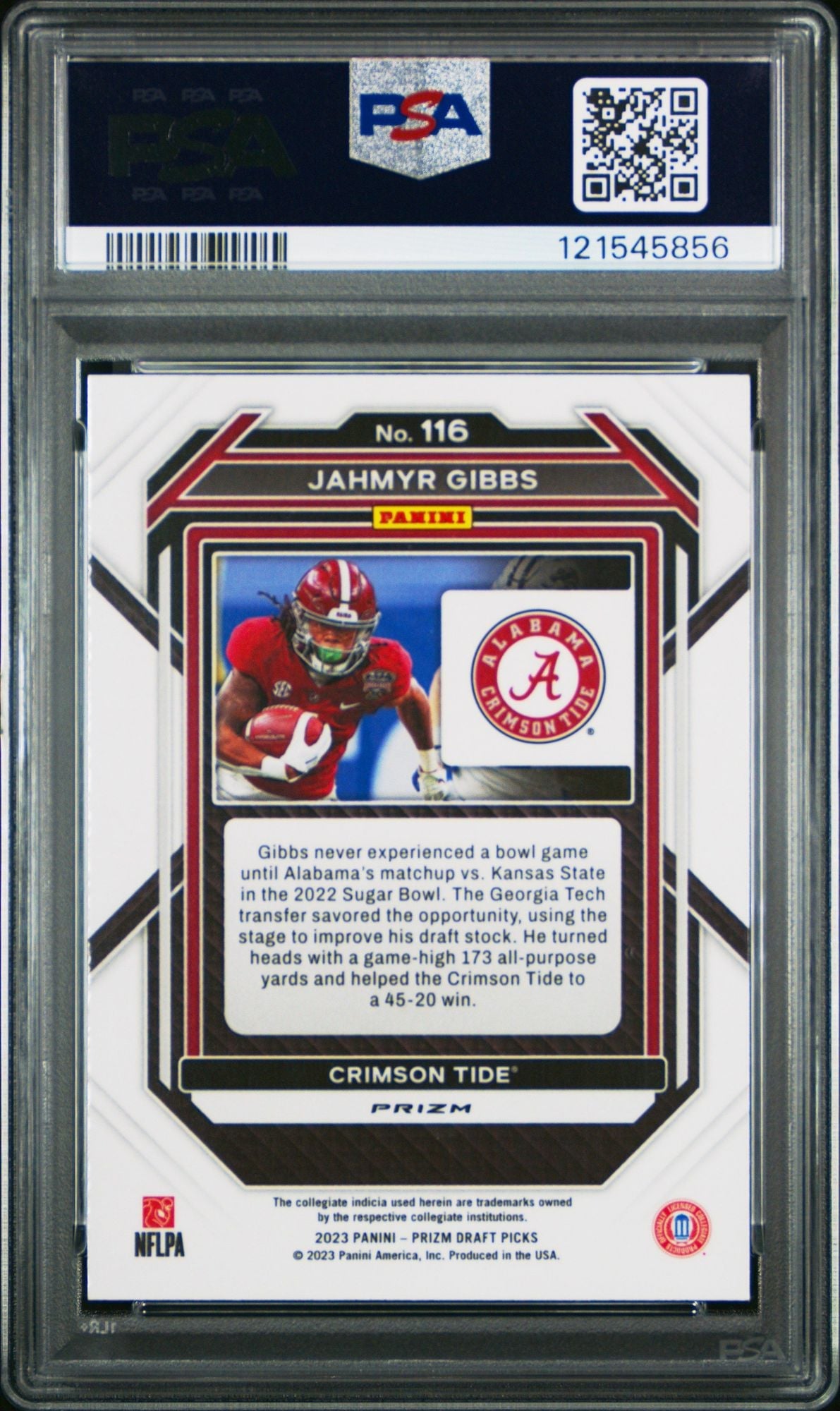 Graded 2023 Panini Prizm Draft Picks Jahmyr Gibbs #116 Red Ice Rookie RC Football Card PSA 10 Gem Mint