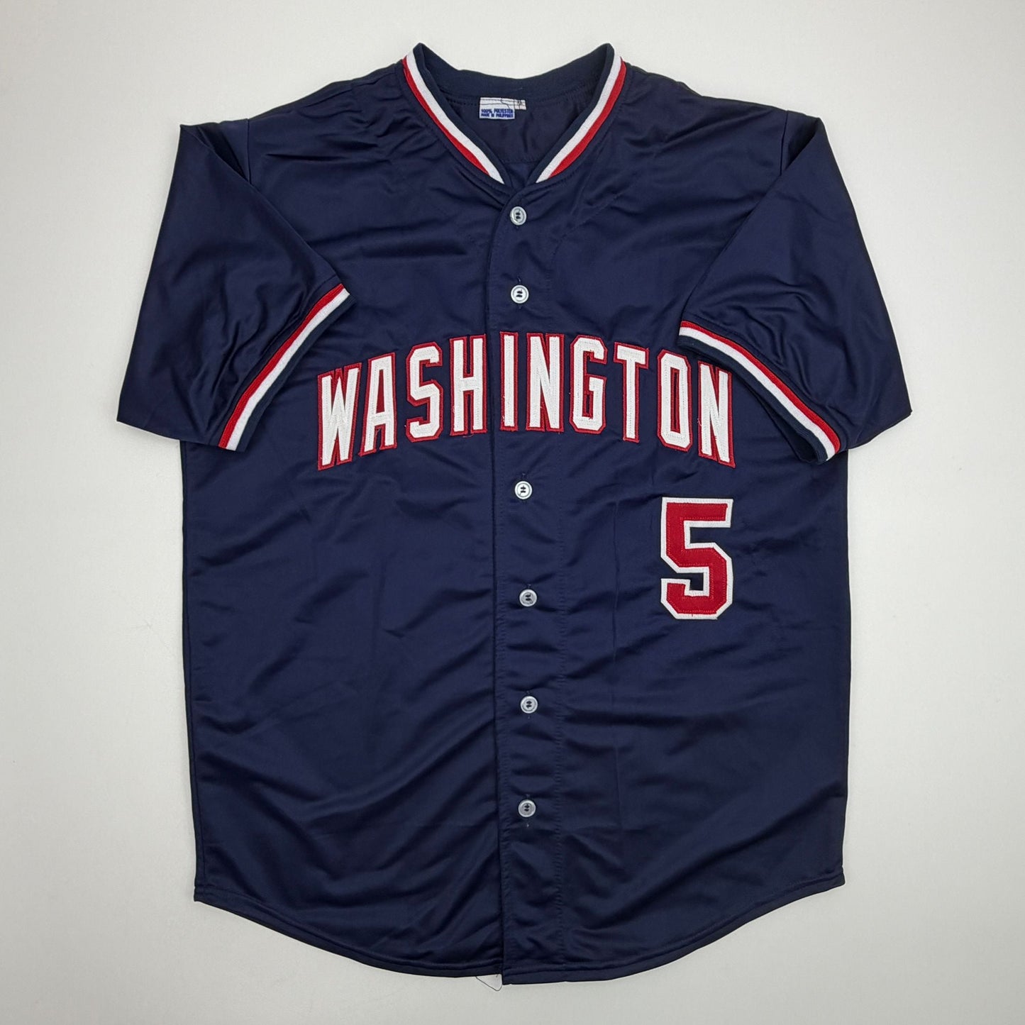 Autographed/Signed CJ Abrams Washington Blue Baseball Jersey Beckett BAS COA
