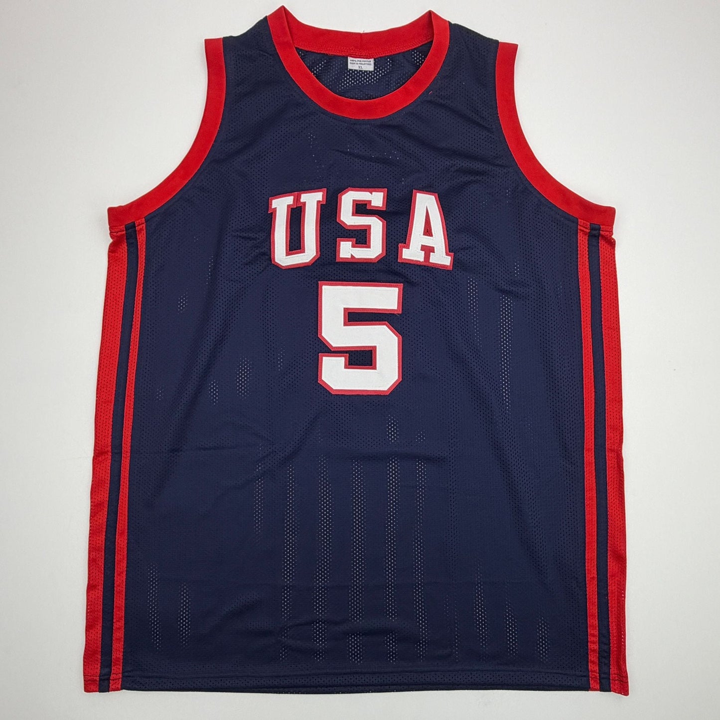 Autographed/Signed Grant Hill United States USA Olympics Blue Basketball Jersey JSA COA