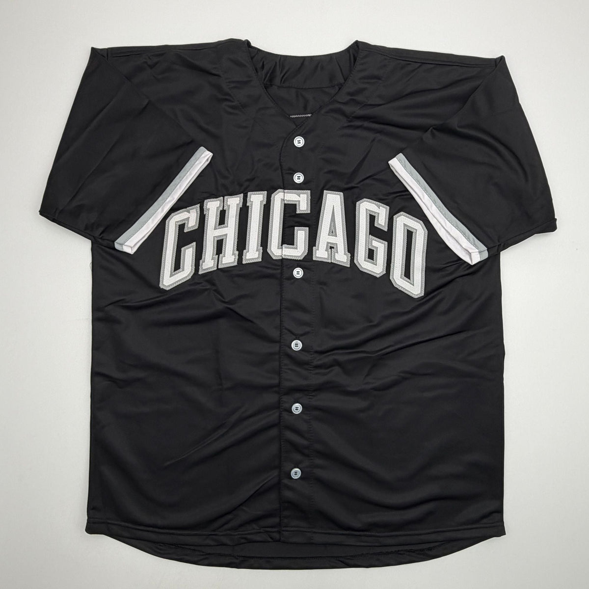 Autographed/Signed Sam Antonacci Chicago Black Baseball Jersey Beckett BAS COA