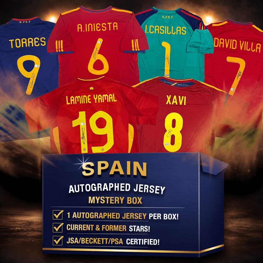Spain Soccer Autographed/Signed Jersey Mystery Box with PSA JSA or Beckett COA